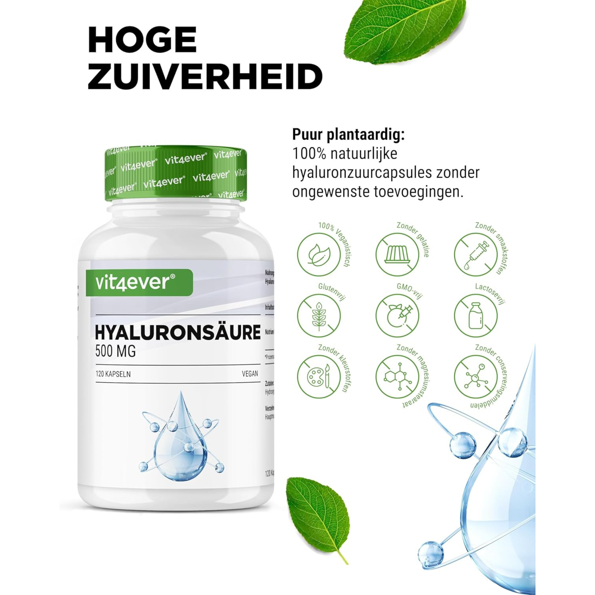 Hyaluronzuur 500mg | 120 of 180 Capsules | Vit4ever