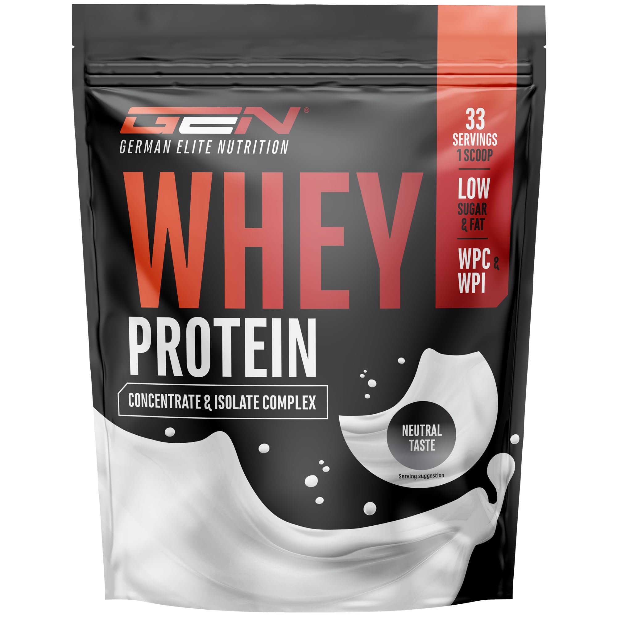 GEN Whey Protein Complex Neutraal 1 kg - eiwitpoeder zonder aroma en zonder zoetstof