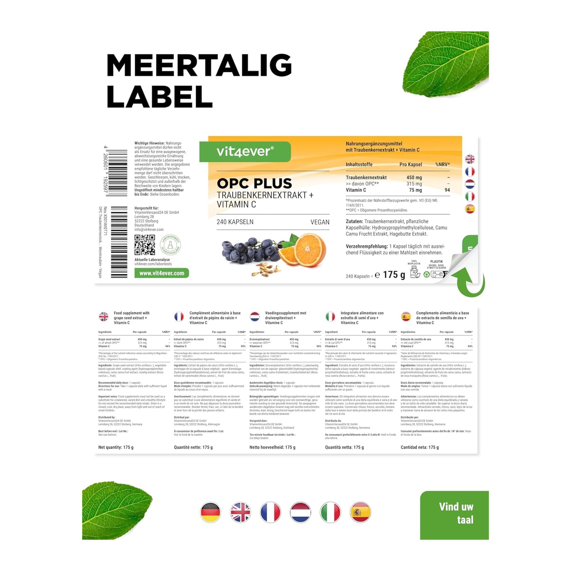 vit4ever Traubenkernextrakt + Vitamin C