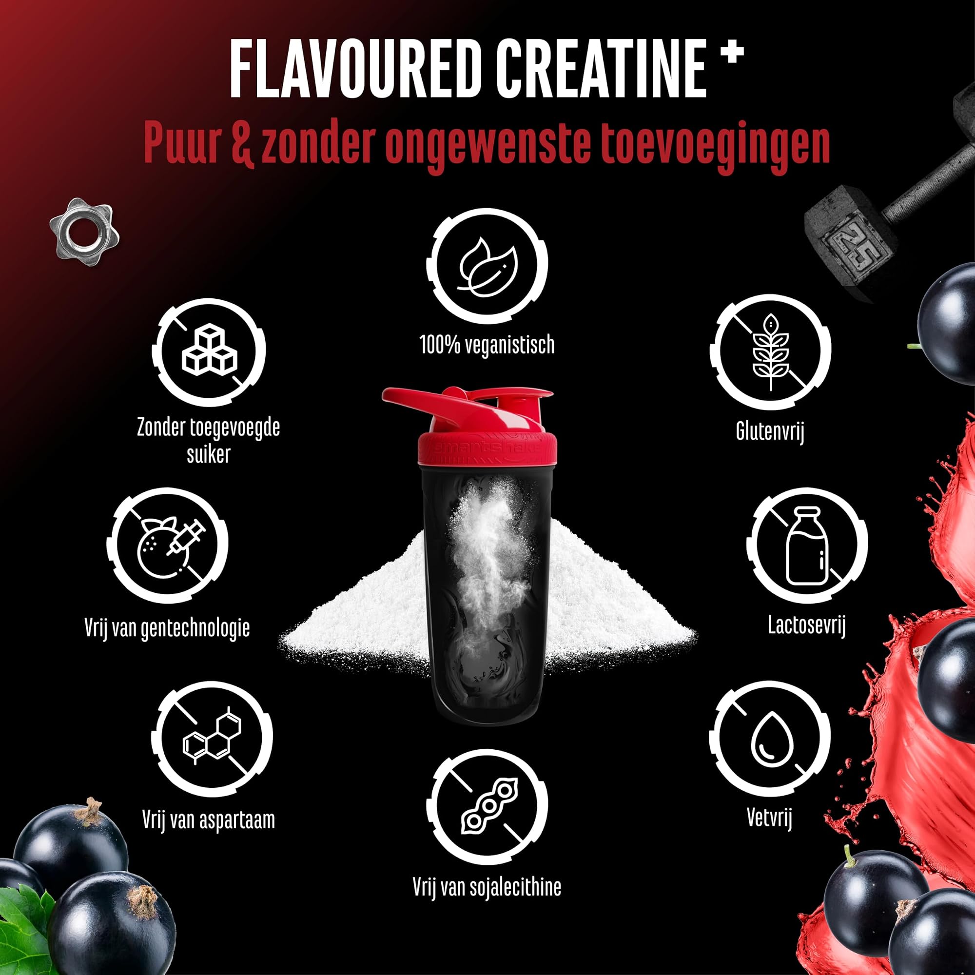 German Elite Nutrition Flavoured Creatine+ Zwarte bes 550 g - sportsupplement voor dagelijks gebruik