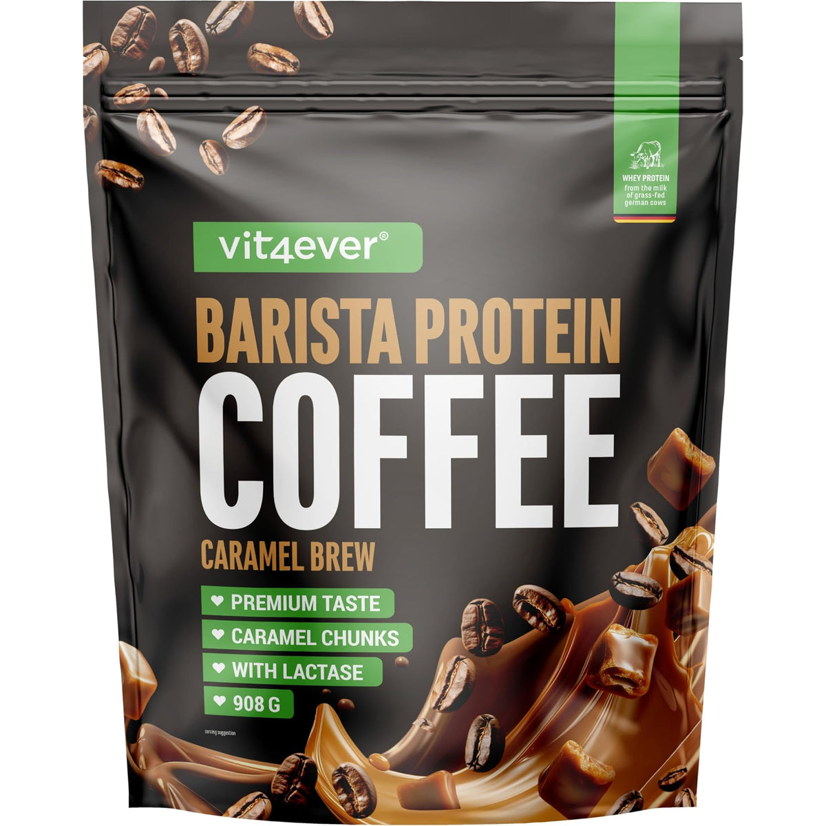 Vit4ever Barista Whey Caramel 908 g - eiwitkoffie met wei-concentraat, echte koffie en lactase