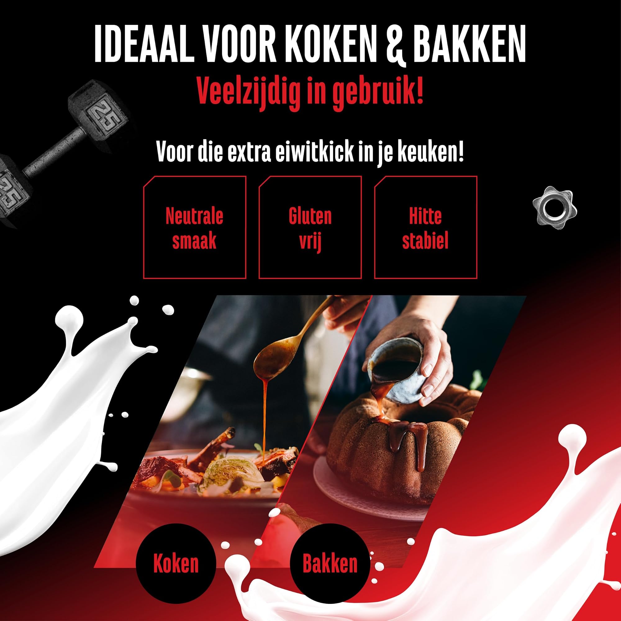 GEN Whey Protein Complex Neutraal 1 kg - ideaal voor koken en bakken, veelzijdig in gebruik