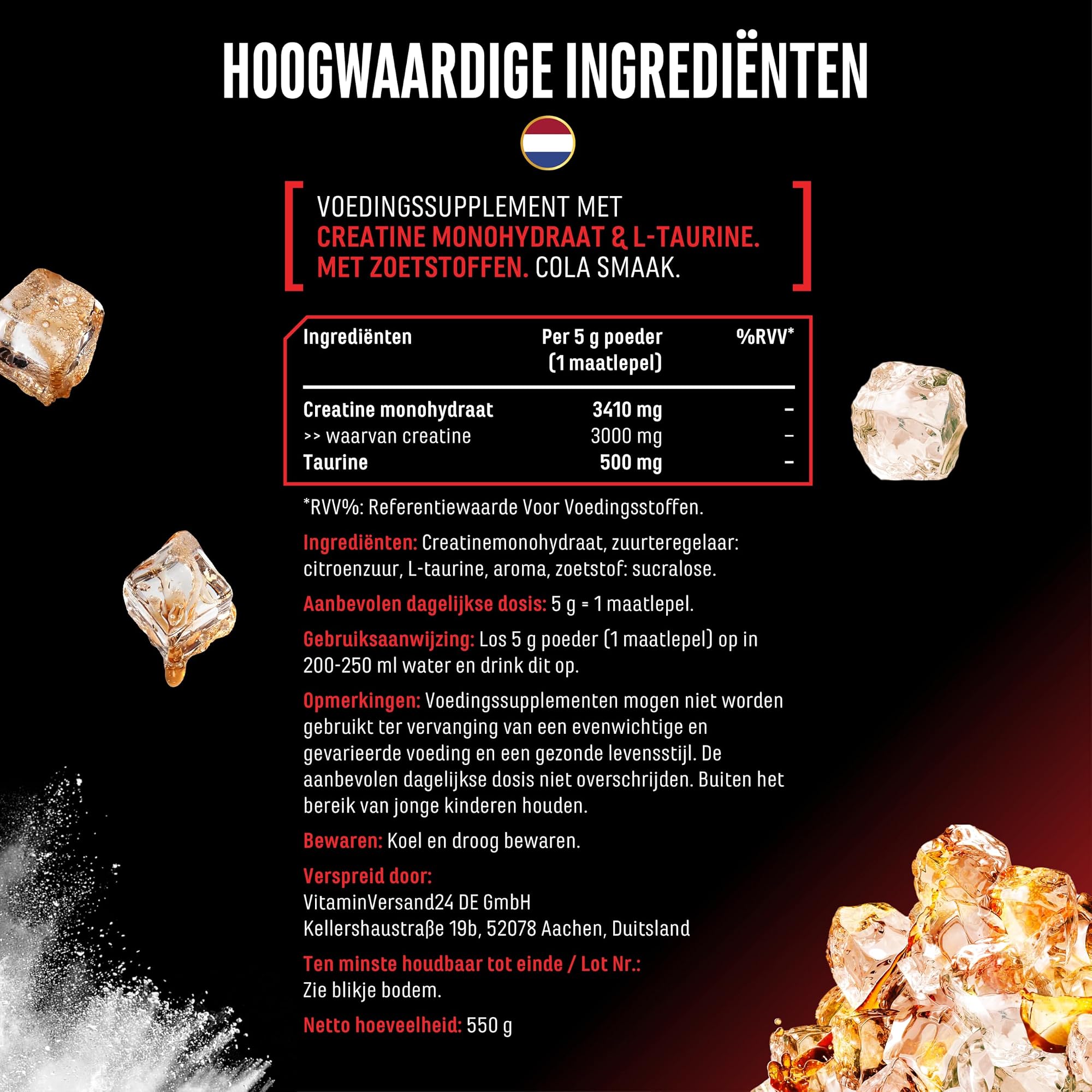 German Elite Nutrition Flavoured Creatine+ Cola 550 g - sportsupplement van hoge zuiverheid
