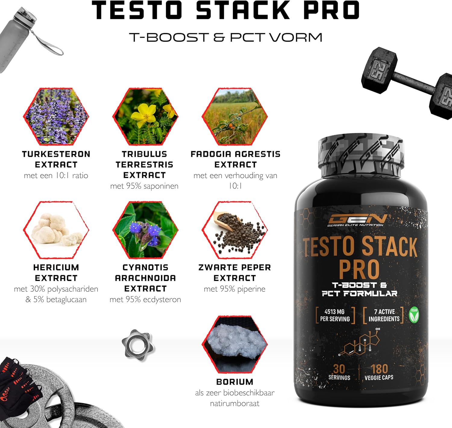 Testo Stack Pro (Testosteron-Boost &amp; PCT-Formel) | 180 Kapseln | German Elite Nutrition