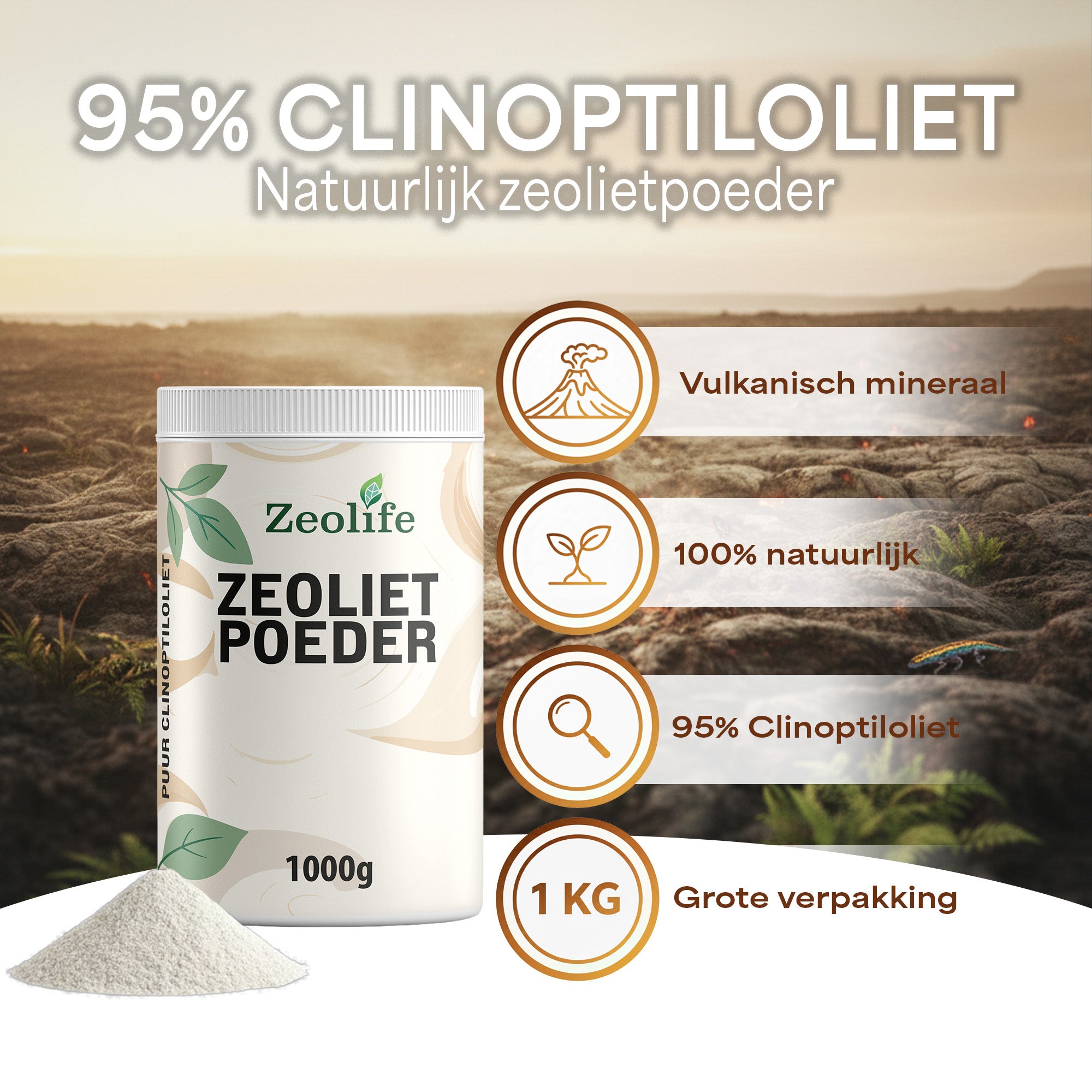 Zeolife - Zeolietpoeder 1 kg - Natuurlijk vulkanisch kleipoeder - Zeoliet - Zeoliet poeder - 100% natuurlijk