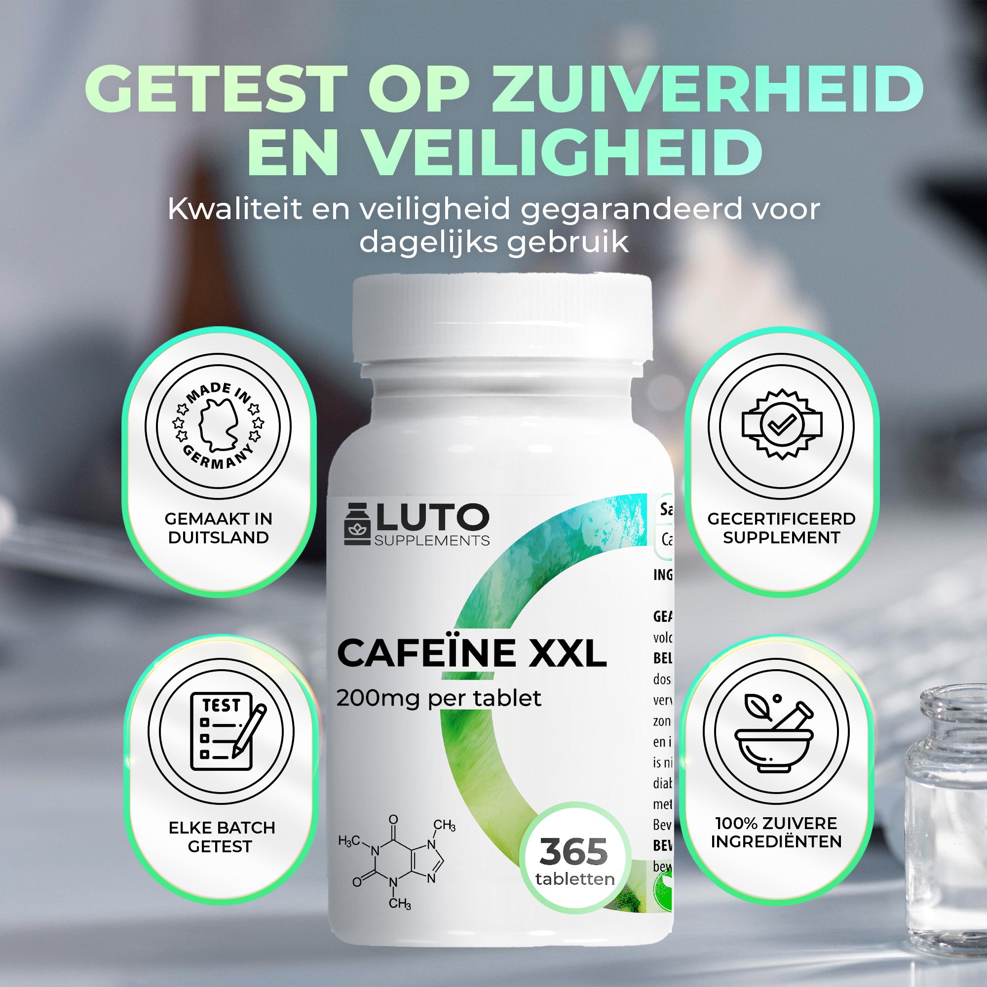 Cafeïne XXL | 200 mg watervrije cafeïne | LUTO Supplements
