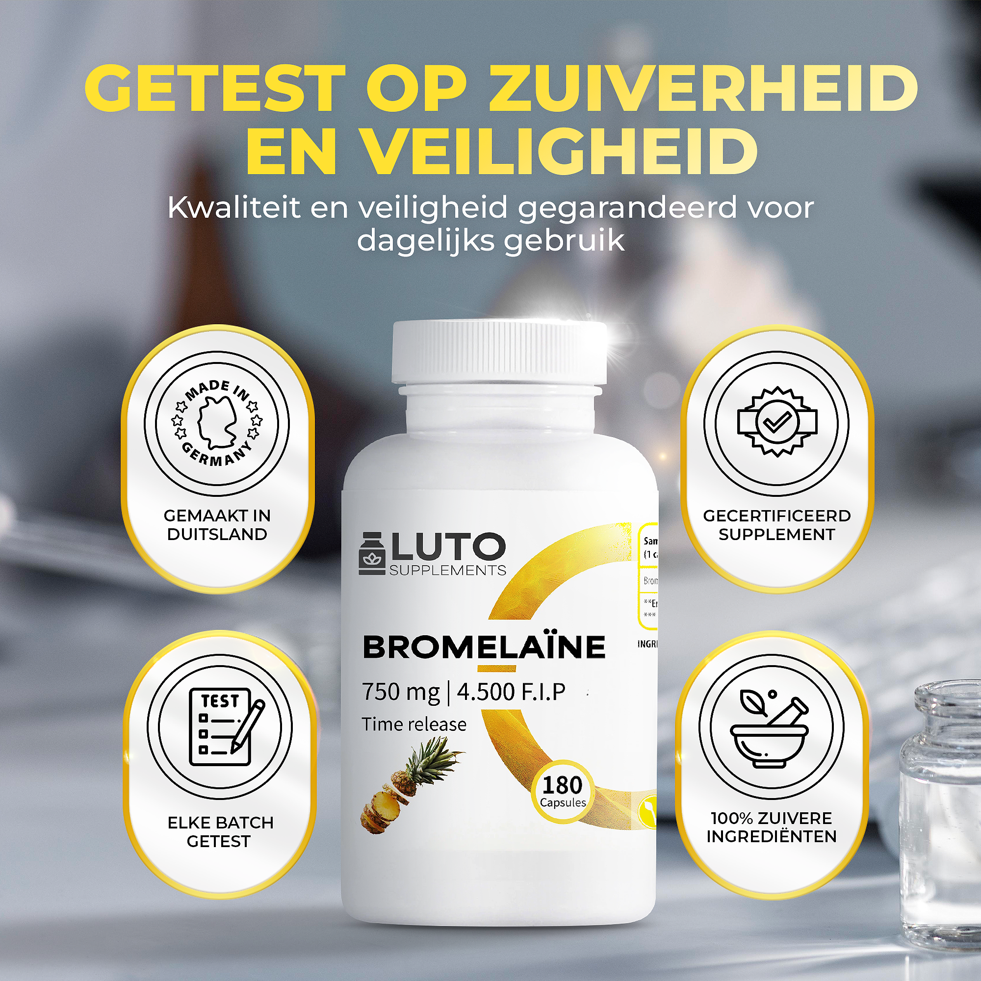 Bromelaïne 750 mg (4500 F.I.P) | 180 time Capsules | LUTO Supplements