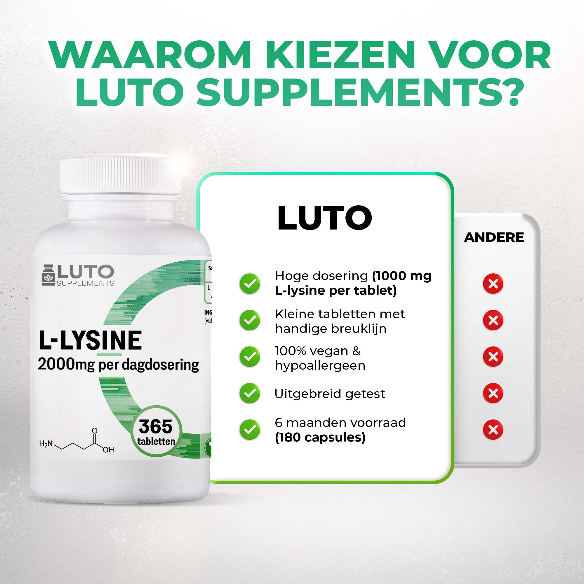 L-Lysin 2000 mg | 365 Tabletten | LUTO Supplements