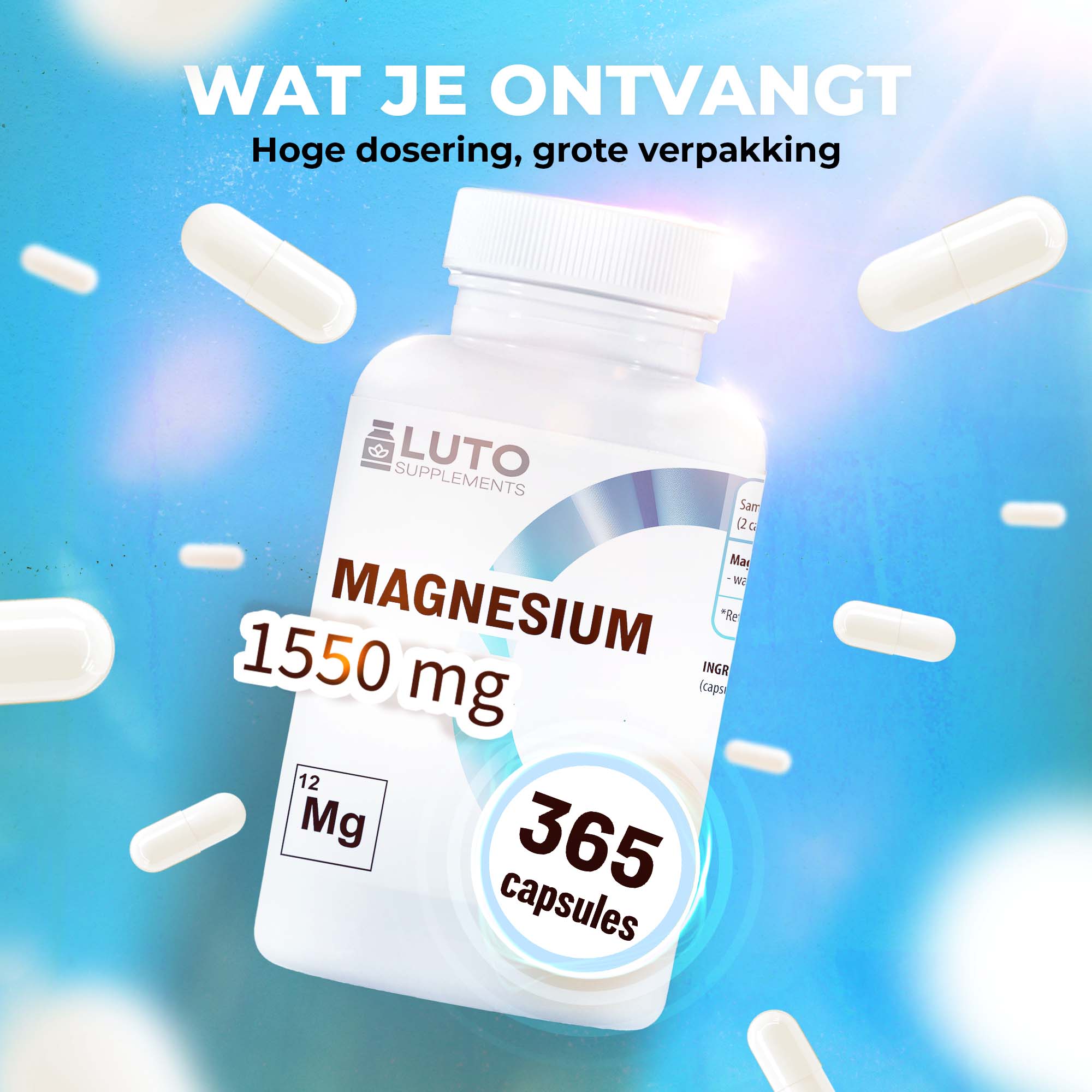 Magnesium Bisglycinaat | 365 capsules | LUTO Supplements