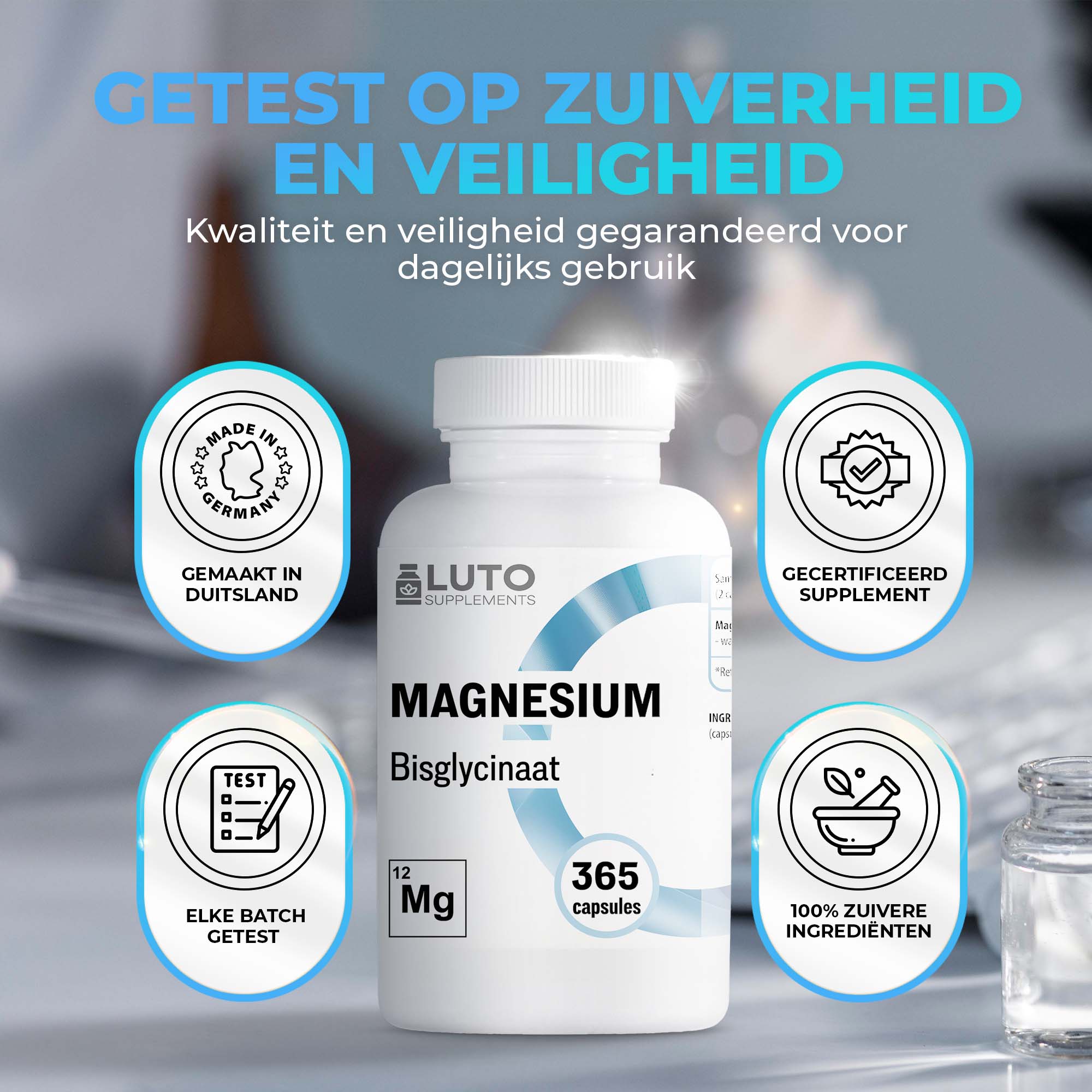 Magnesium Bisglycinaat | 365 capsules | LUTO Supplements