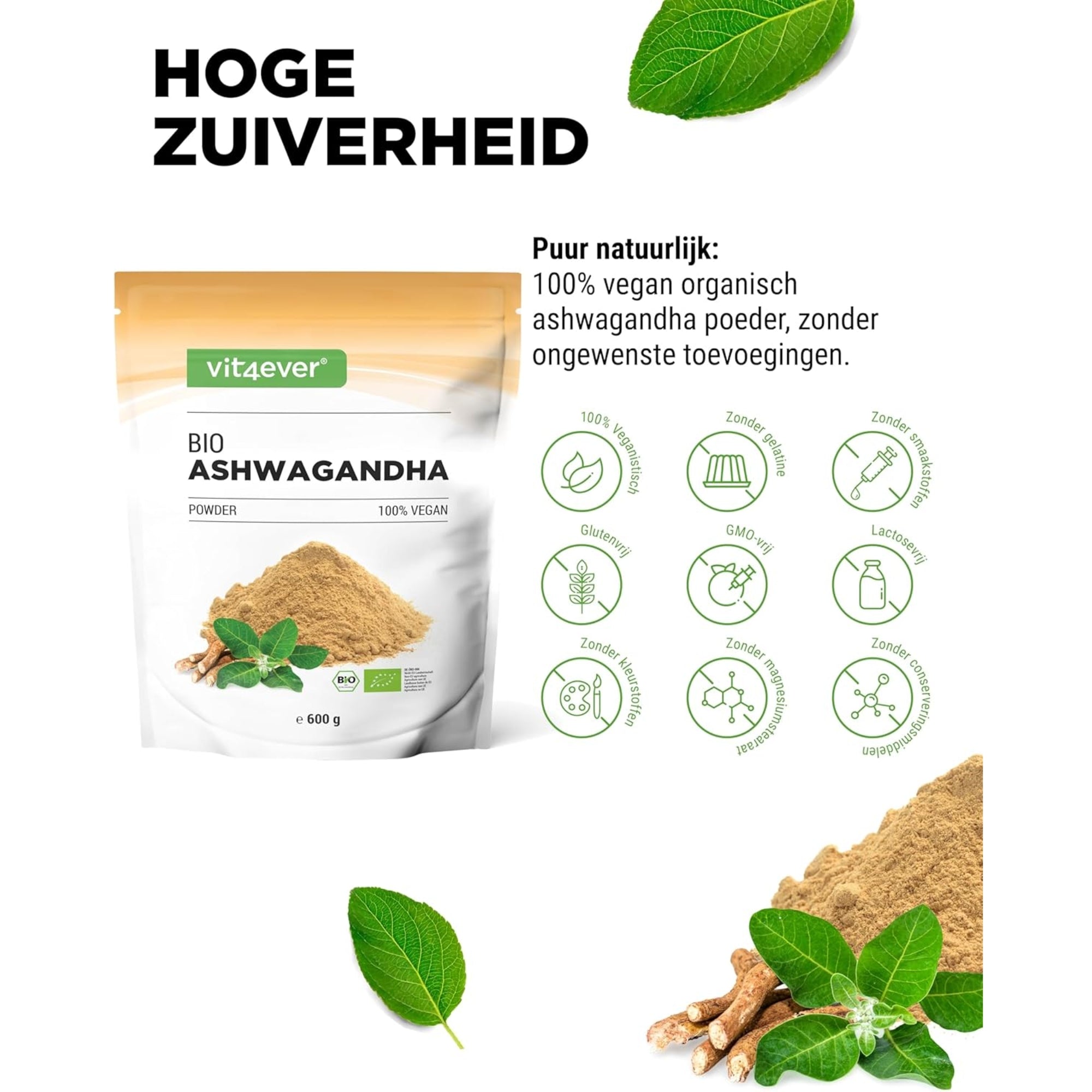 Ashwagandha Poeder Bio 600g | Vit4ever