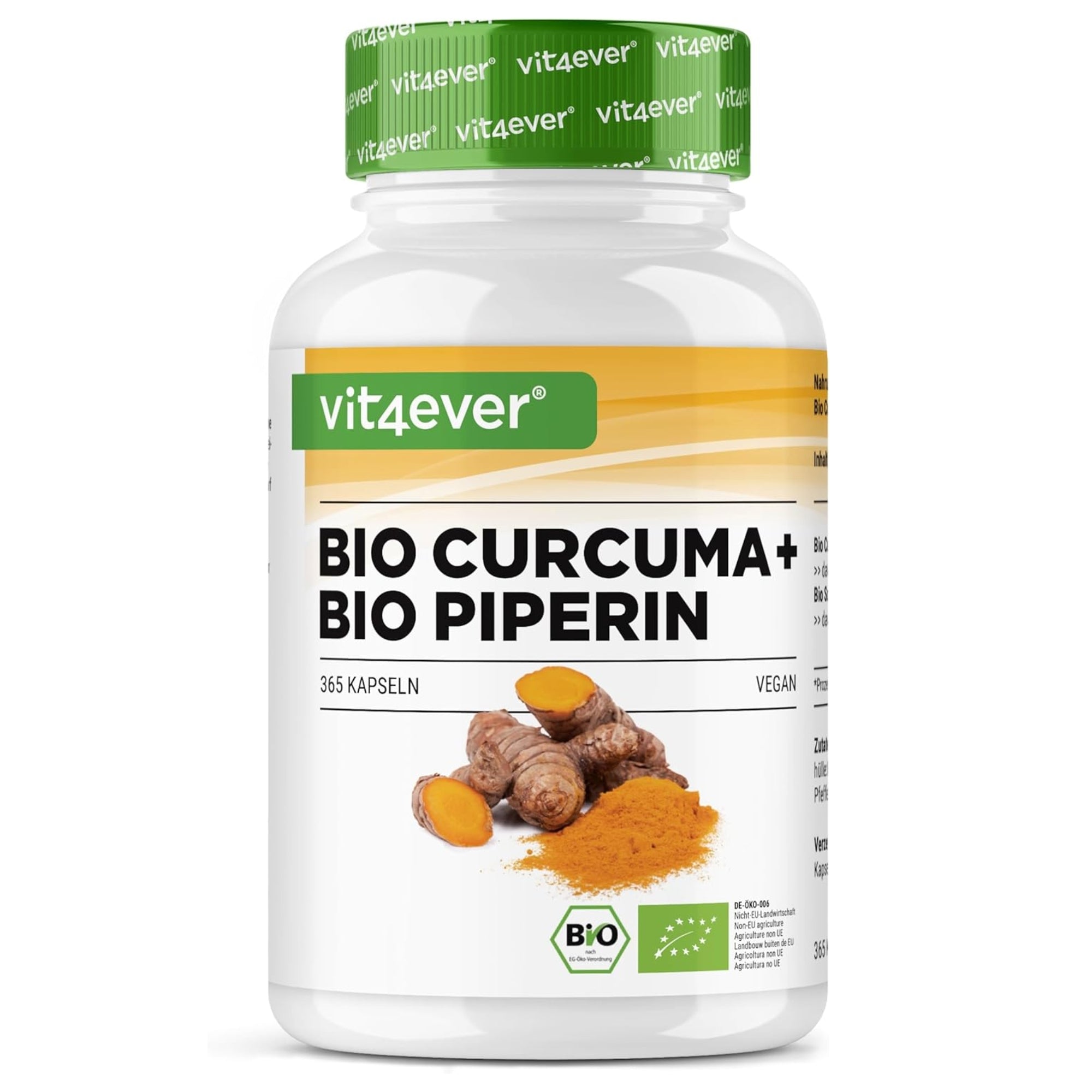 Bio Kurkuma + Bio Piperine (Curcumine) | 365 capsules | Vit4ever
