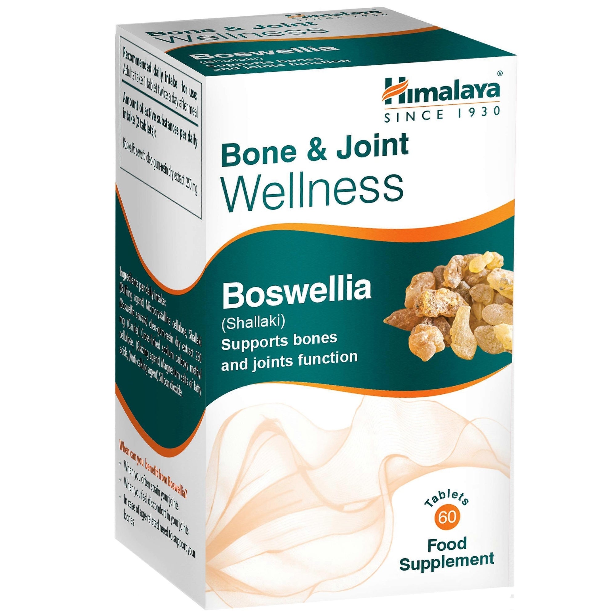 Himalaya Boswellia Shallaki doos voorkant - 250 mg Boswellia serrata oleo-gomhars extract per dagdosering, 60 tabletten