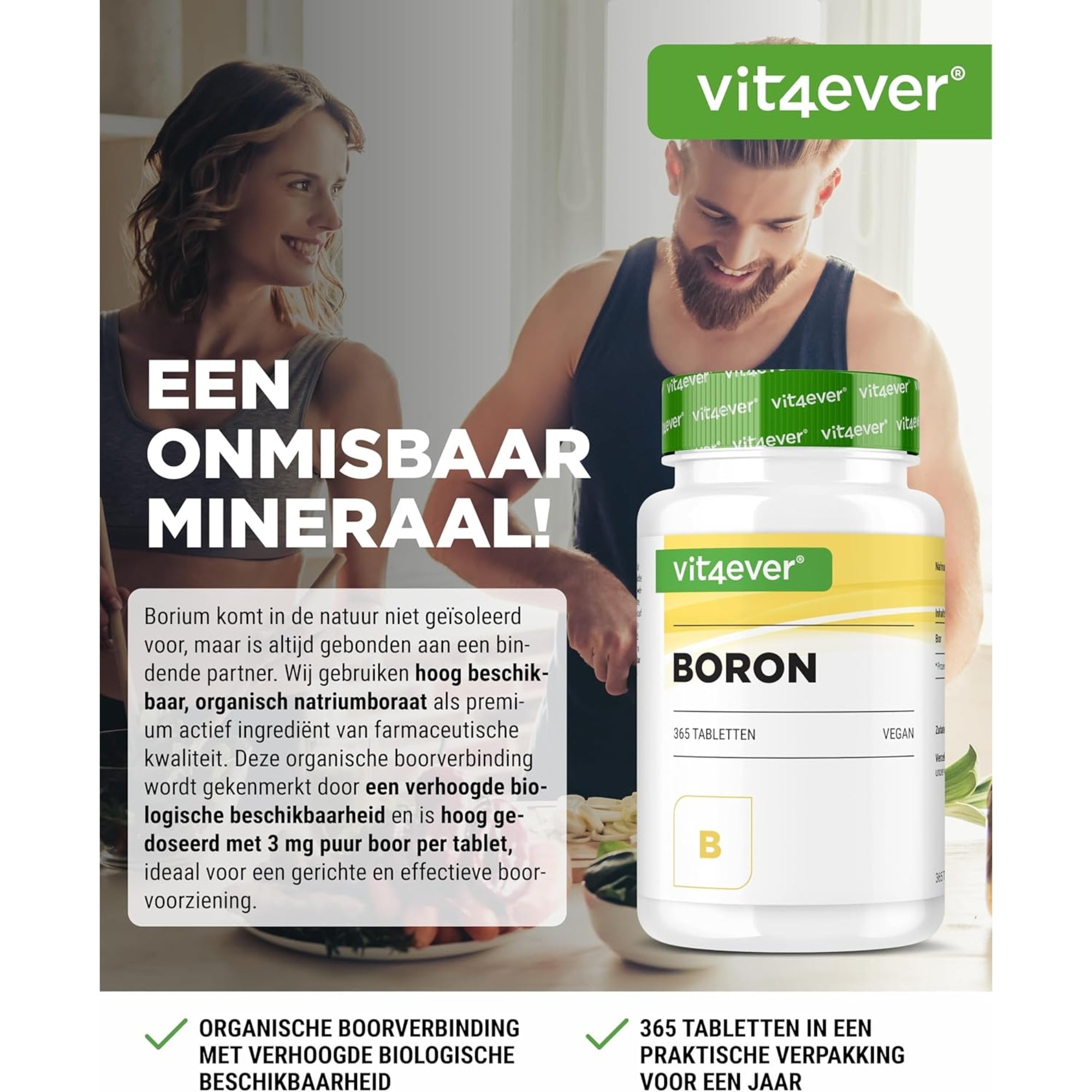Borium (Boron) 3 mg | 365 tabletten | Vit4ever