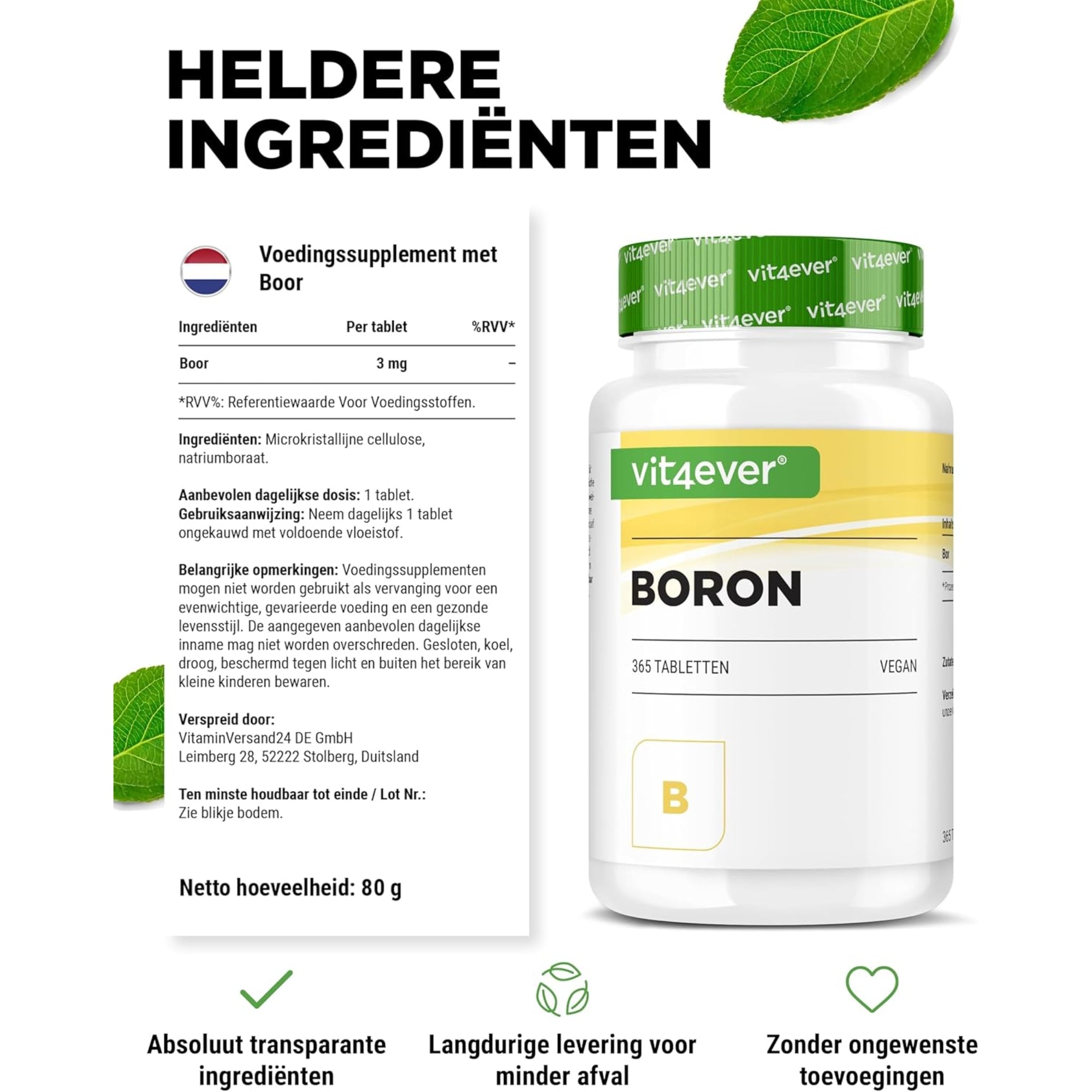 Borium (Boron) 3 mg | 365 tabletten | Vit4ever