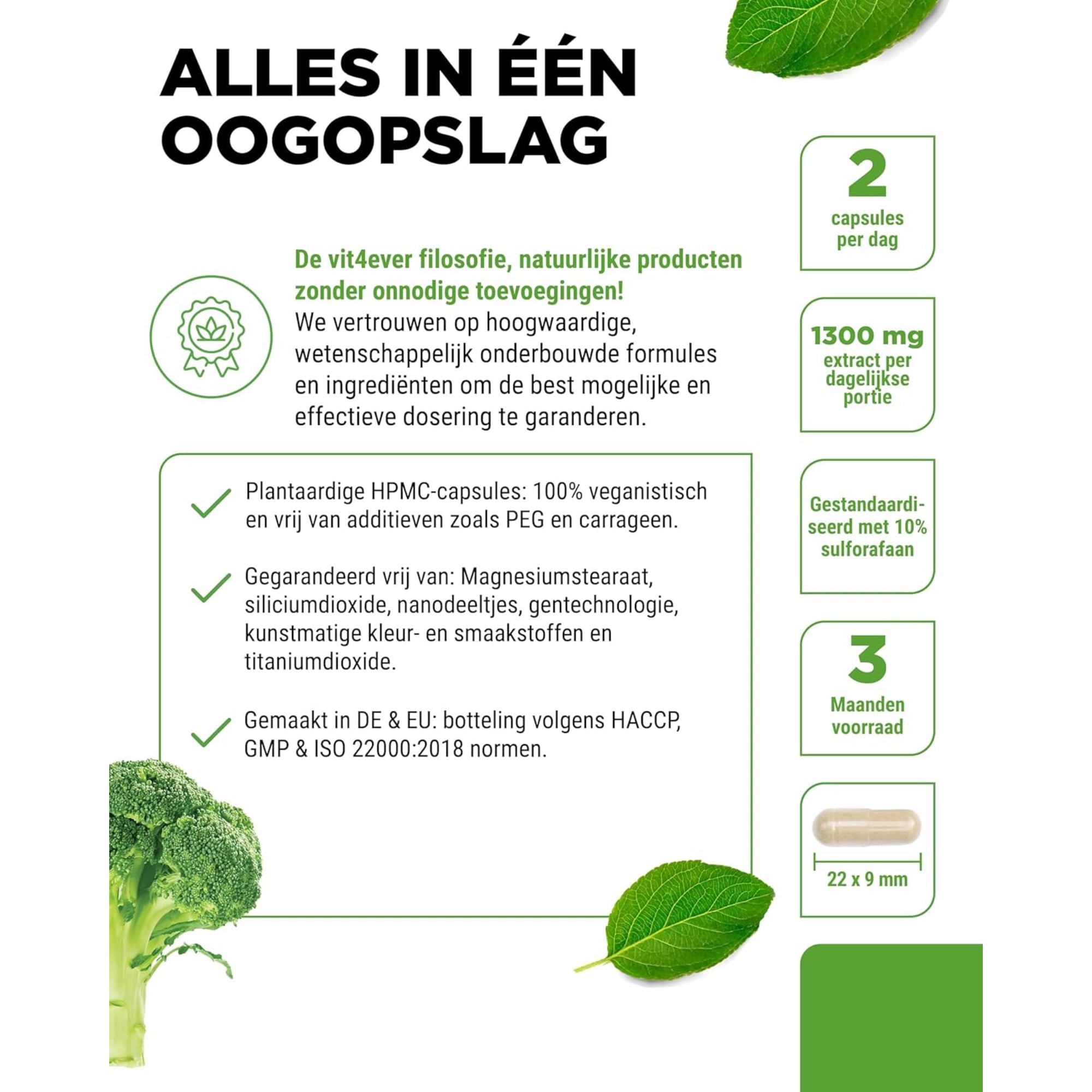 Brokkoli Intenso (Broccoli Sprout Extract + Piperine) 1200mg | 180 capsules | Vit4ever