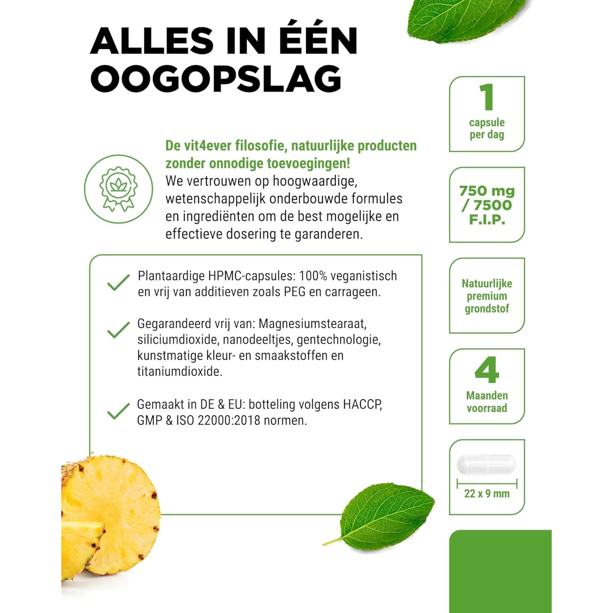 Bromelaïne 7.500 FIP | 120 capsules | Vit4ever