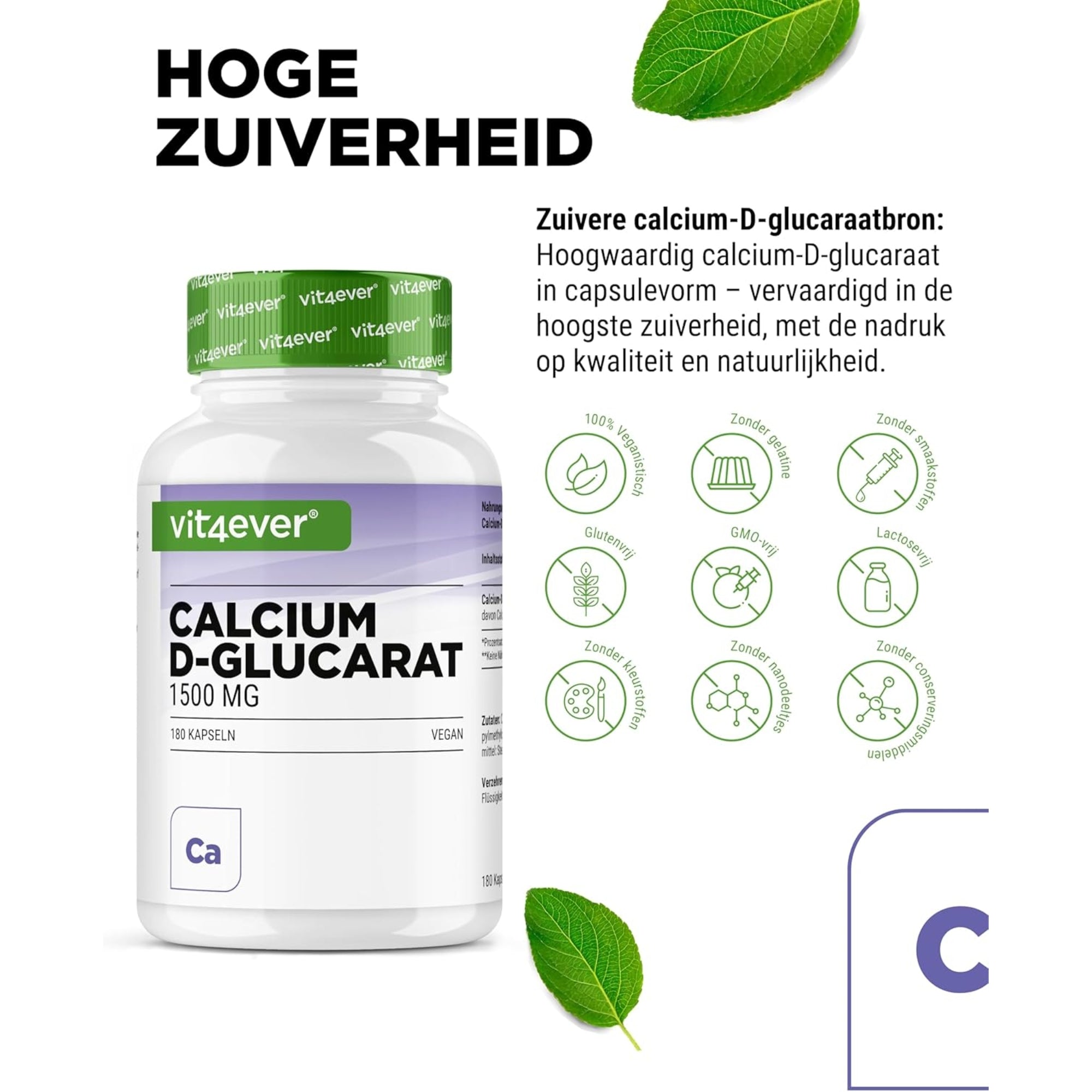 Calcium D-Glucaraat 1500mg | 180 Capsules | Vit4ever