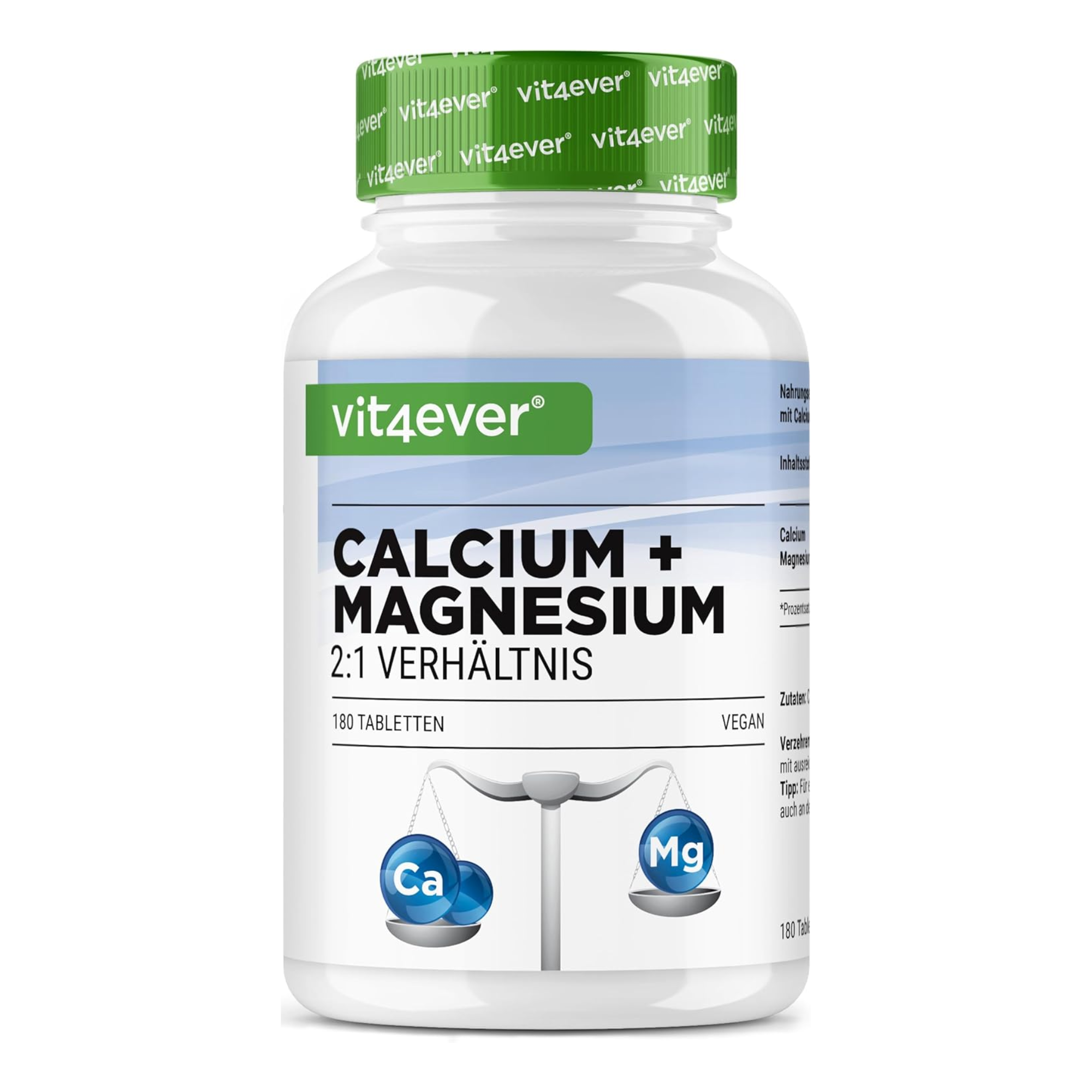 Caclium + Magnesium 180 tabletten Vit4ever