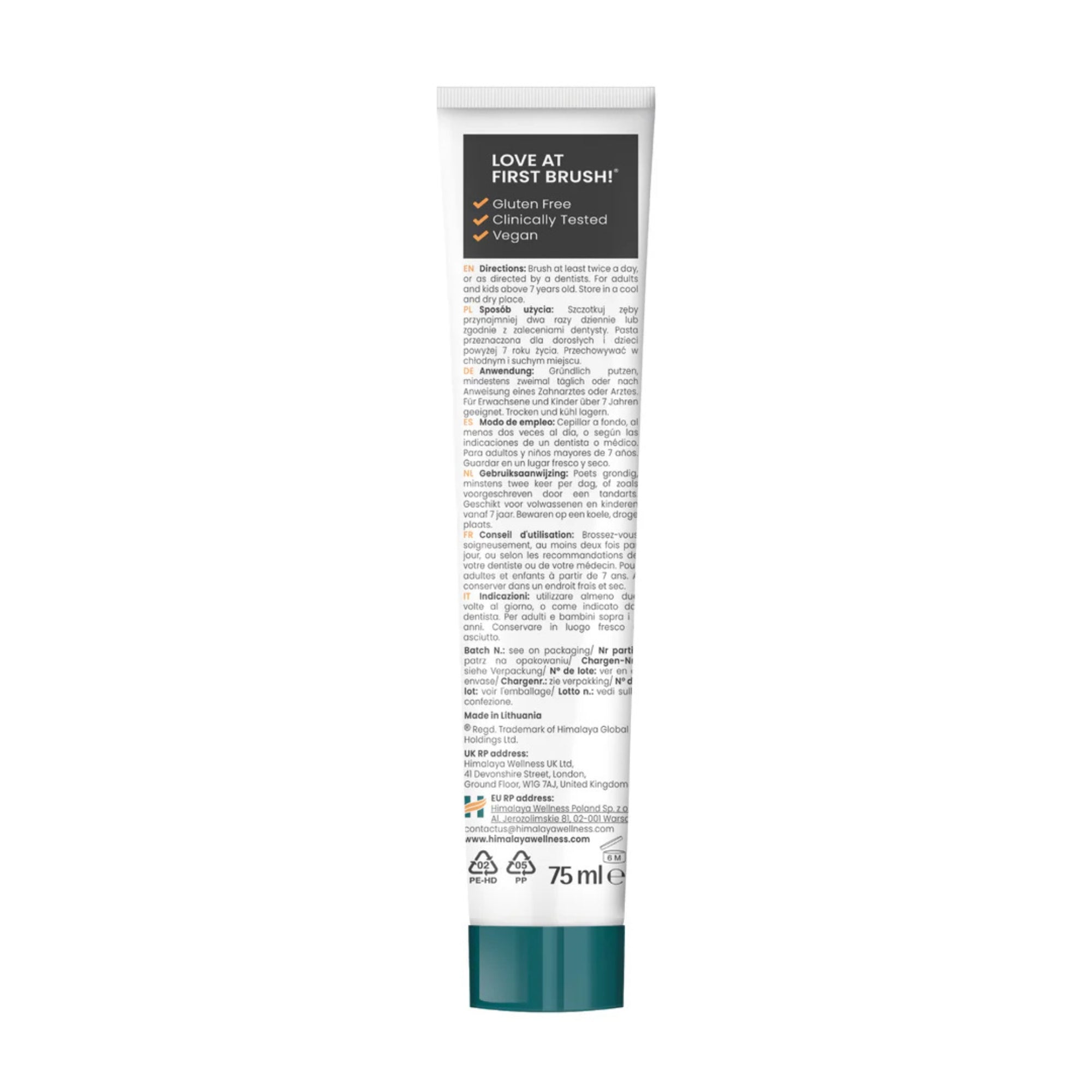 Himalaya Botanique Whitening Antiplaque Charcoal + Black Seed Oil Toothpaste | 75ml | Himalaya