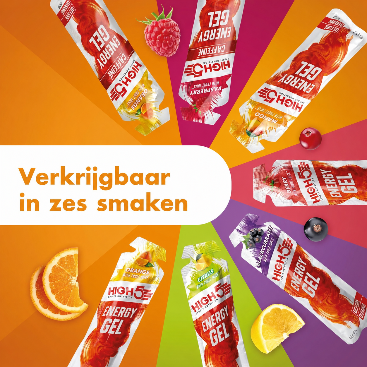HIGH5 Energy Gel Orange | 20 x 40g | 23g Koolhydraten per Gel | LET OP THT 08/26