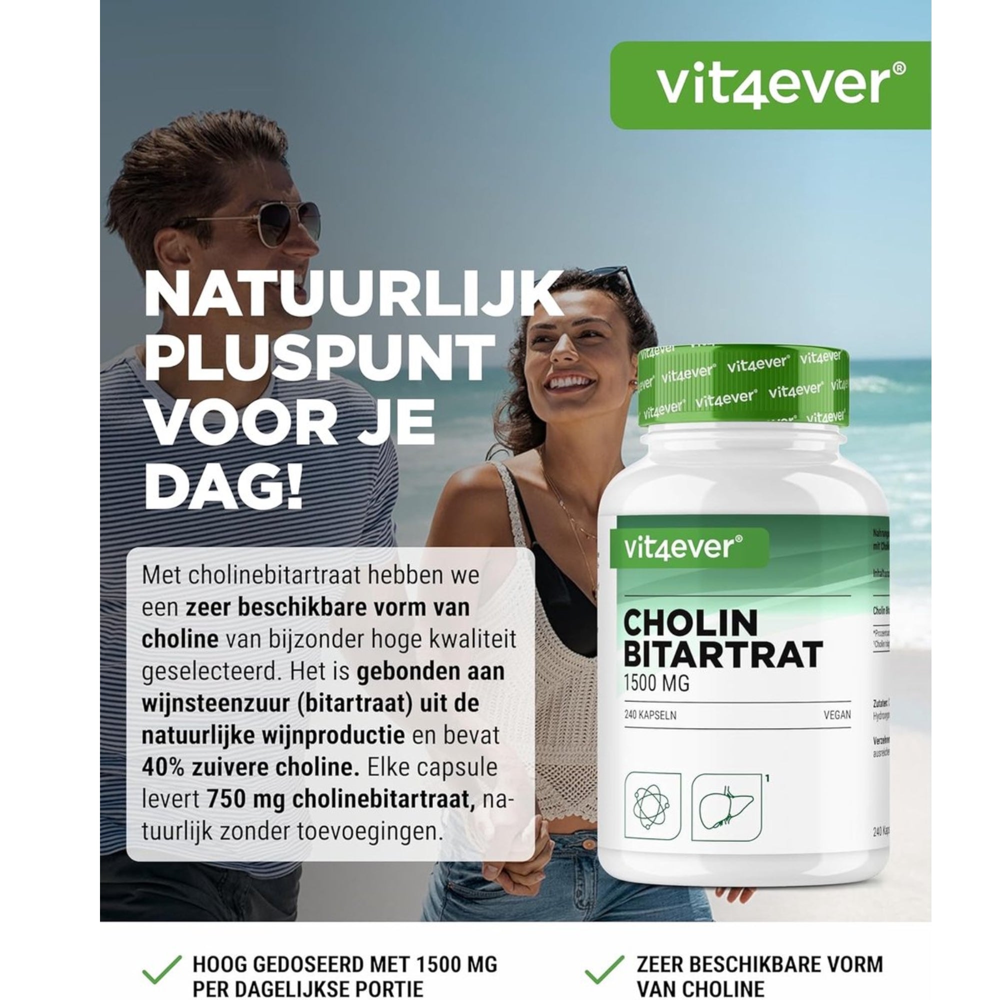 Choline Bitartraat 750mg | 240 Capsules | Vit4ever