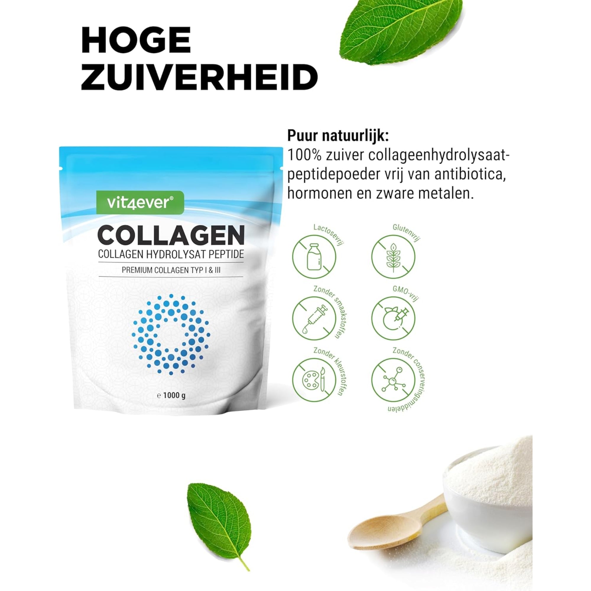 Runder Collageen Hydrolysaat Peptiden | Type I & III | Vit4ever