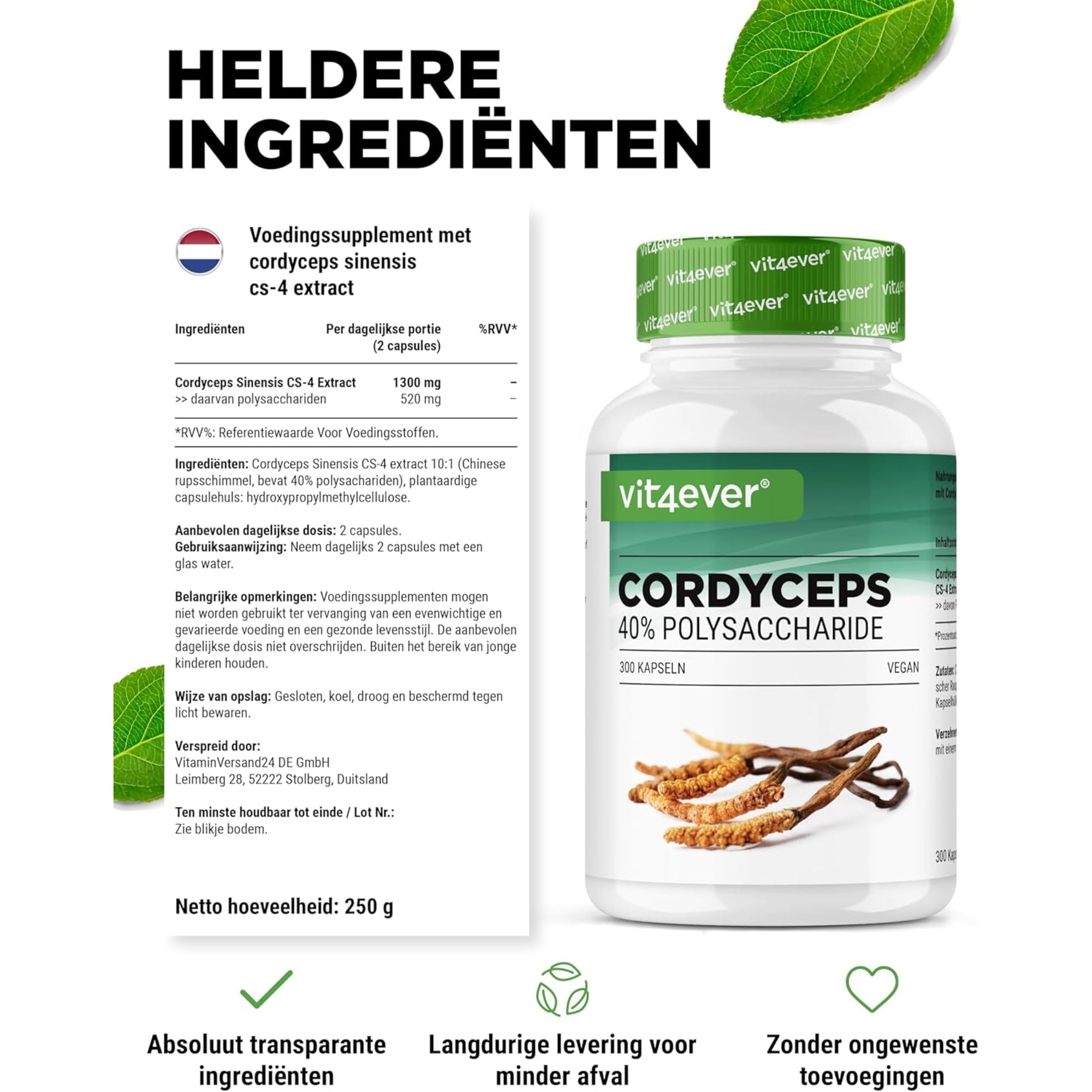 Cordyceps Sinensis CS-4 (40% polysachariden) | 180 of 300 capsules | Vit4ever