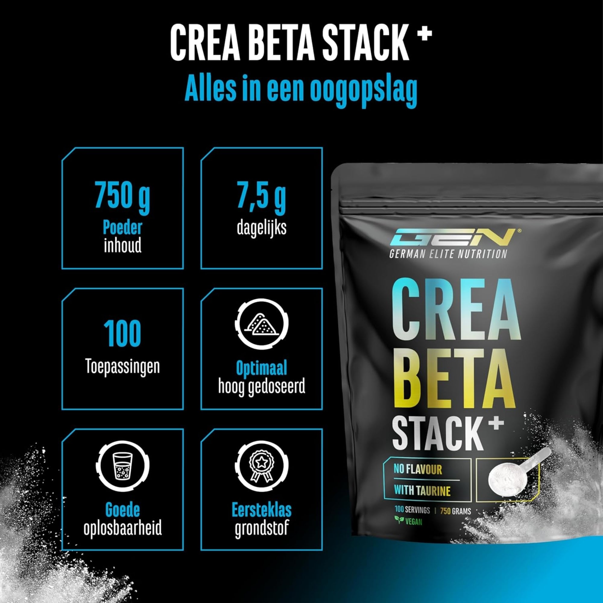 Crea Beta Stack+ (Creatine + Beta Alanine) | 750g | German Elite Nutrition
