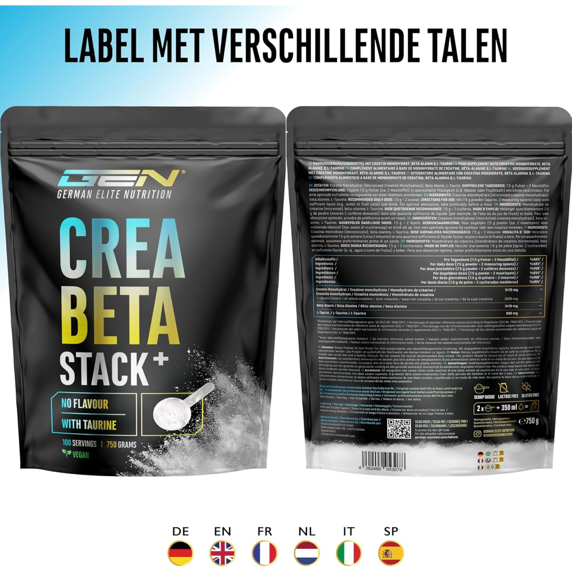 Crea Beta Stack+ (Kreatin + Beta-Alanin) | 750 g | German Elite Nutrition
