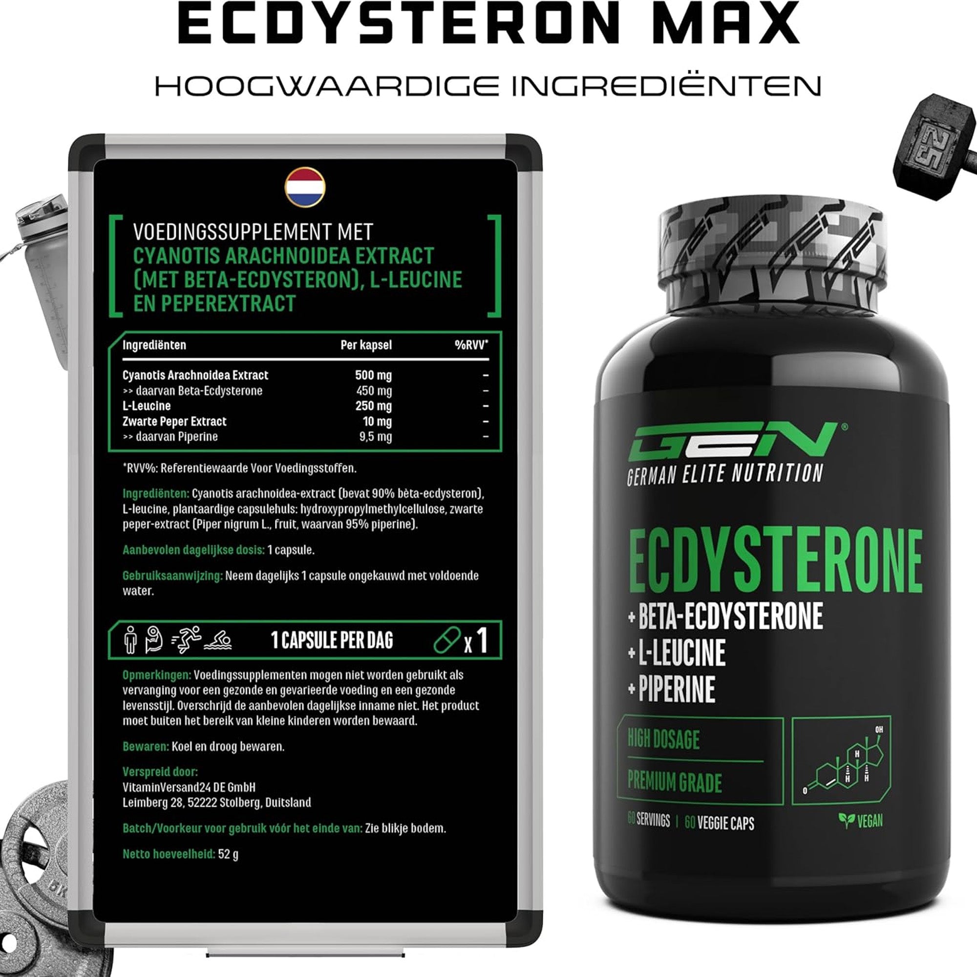 Voedingswaarden en dosering van Ecdysterone Max.