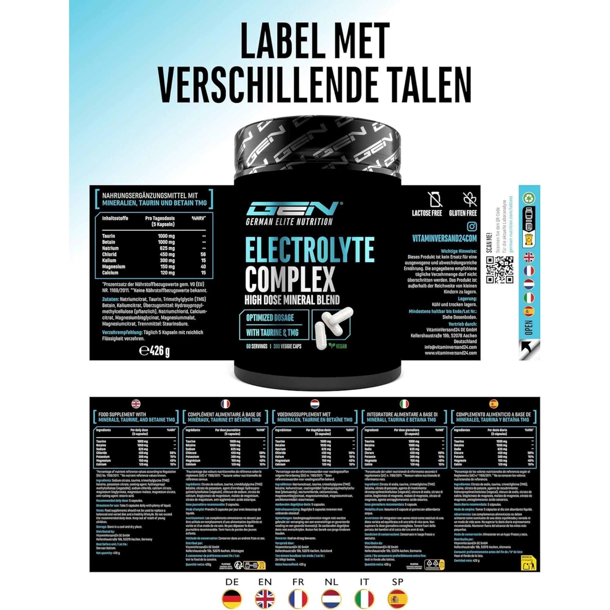 Elektrolyten Complex Plus | 300 Capsules | German Elite Nutrition