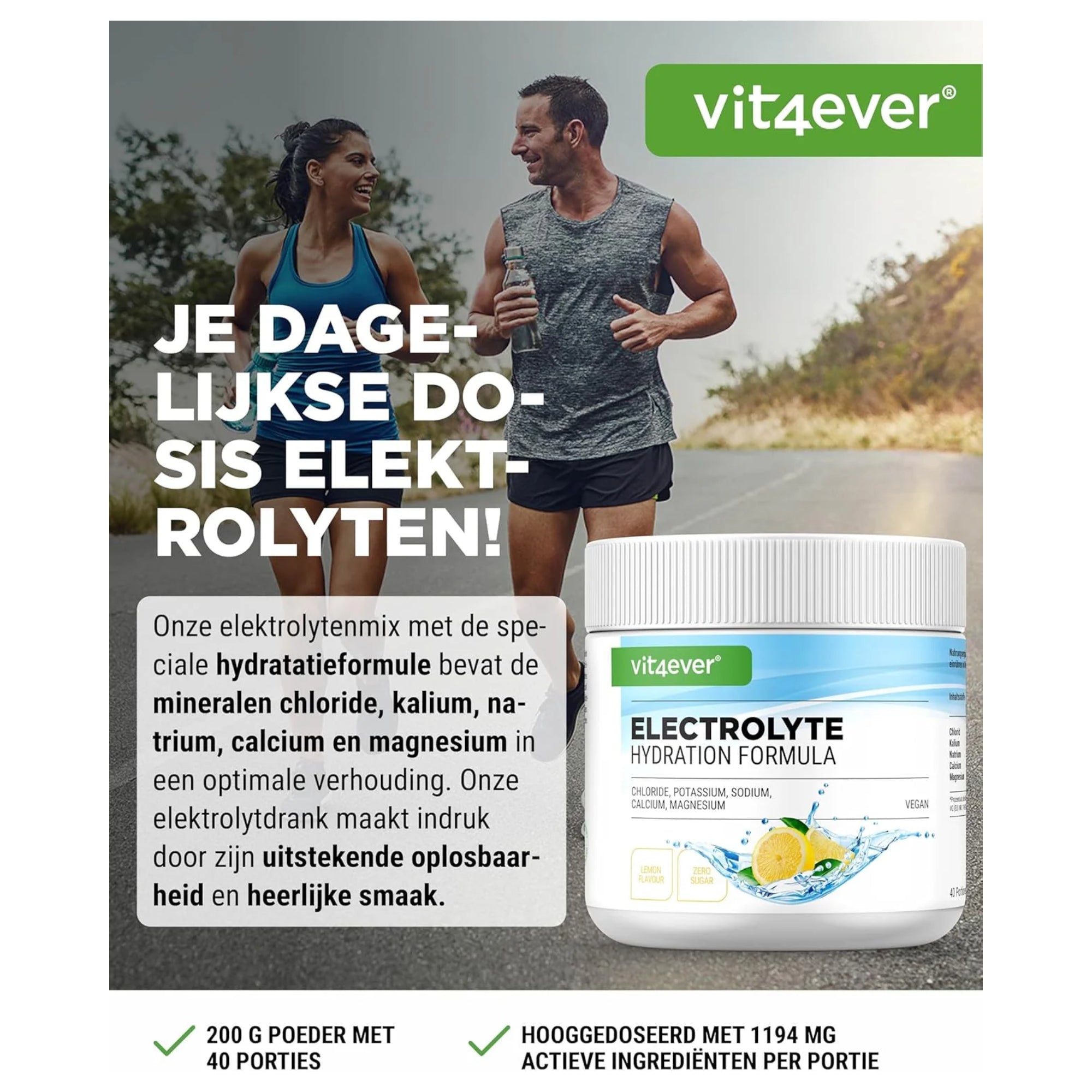 Elektrolyten hydratatie poeder product beschrijving vit4ever