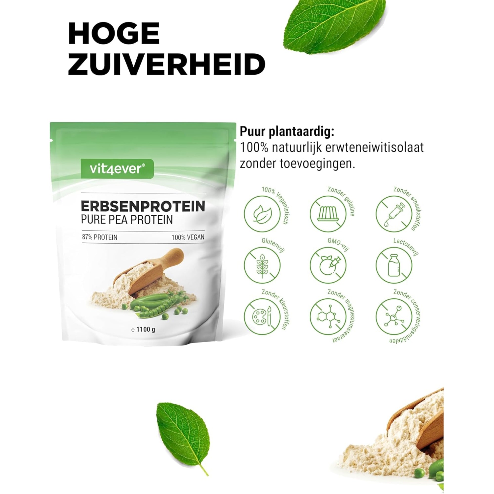 Erbsenproteinpulver | 1,1 kg | Vit4ever 