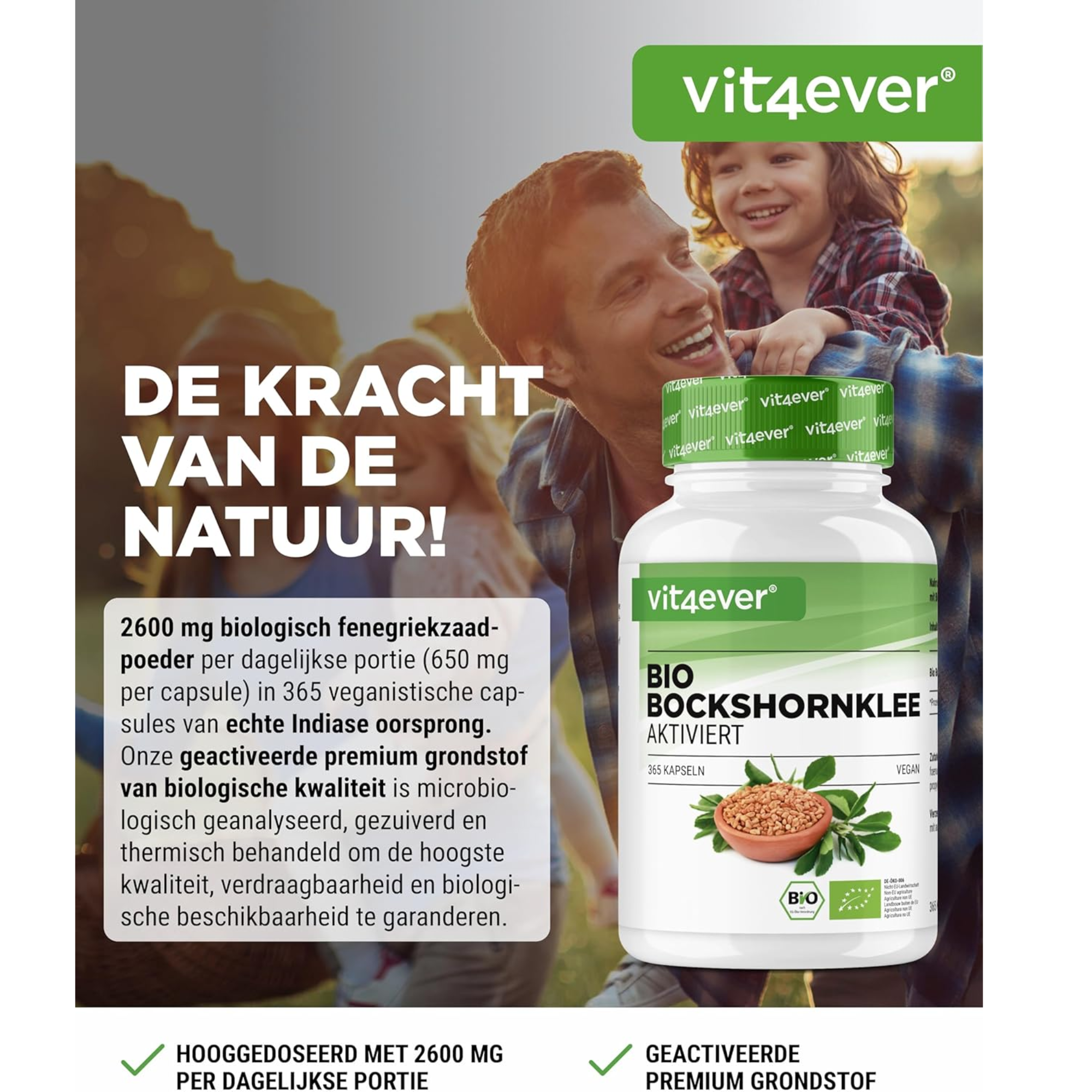 Bio Fenegriek 2600mg | 365 capsules | Vit4ever