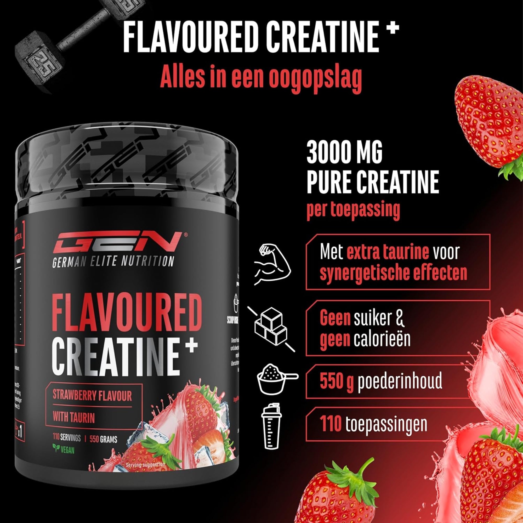 Flavoured Creatine+ (Creatine Monohydraat & Taurine) | 550 g | German Elite Nutrition