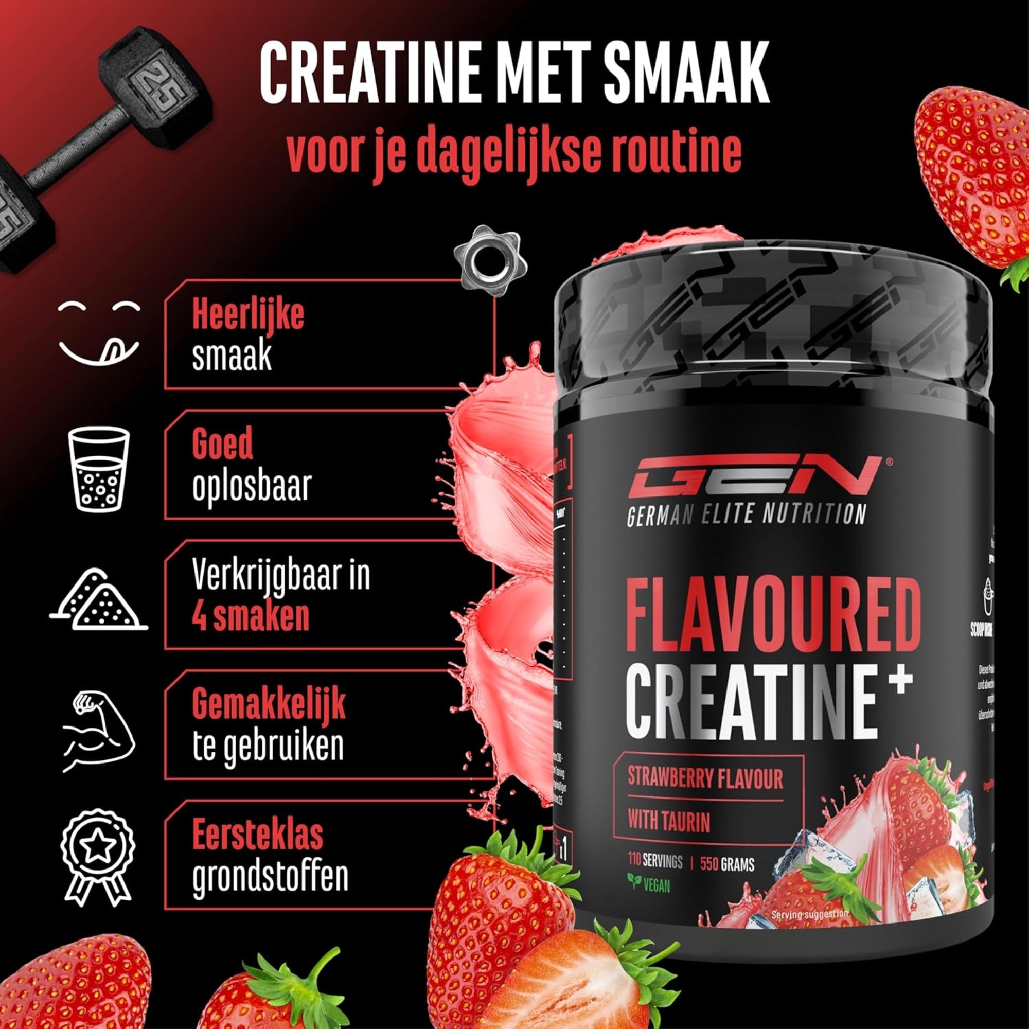 Flavoured Creatine+ (Creatinmonohydrat & Taurin) | 550 g | German Elite Nutrition