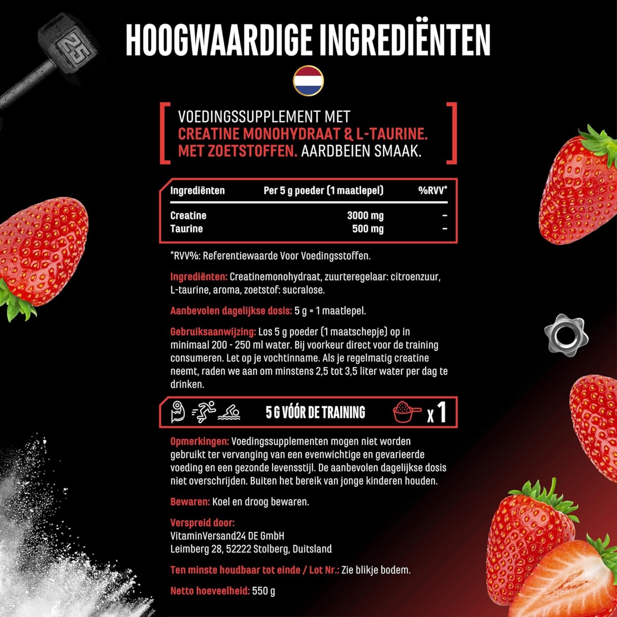 Flavoured Creatine+ (Creatinmonohydrat & Taurin) | 550 g | German Elite Nutrition