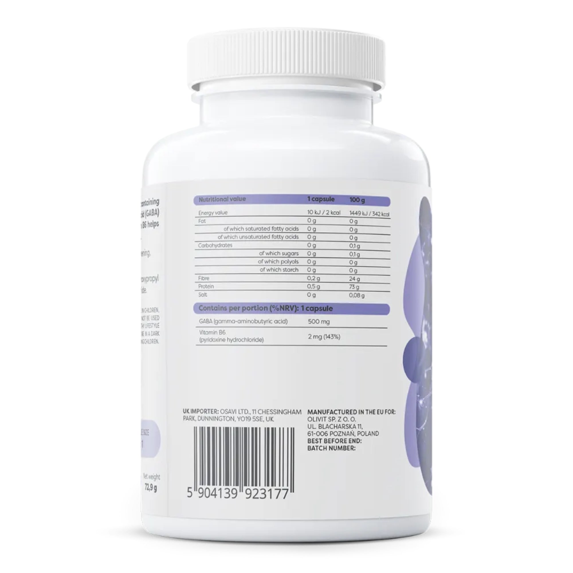 GABA 500 mg + Vitamin B6 | 120 vegane Kapseln | Osavi