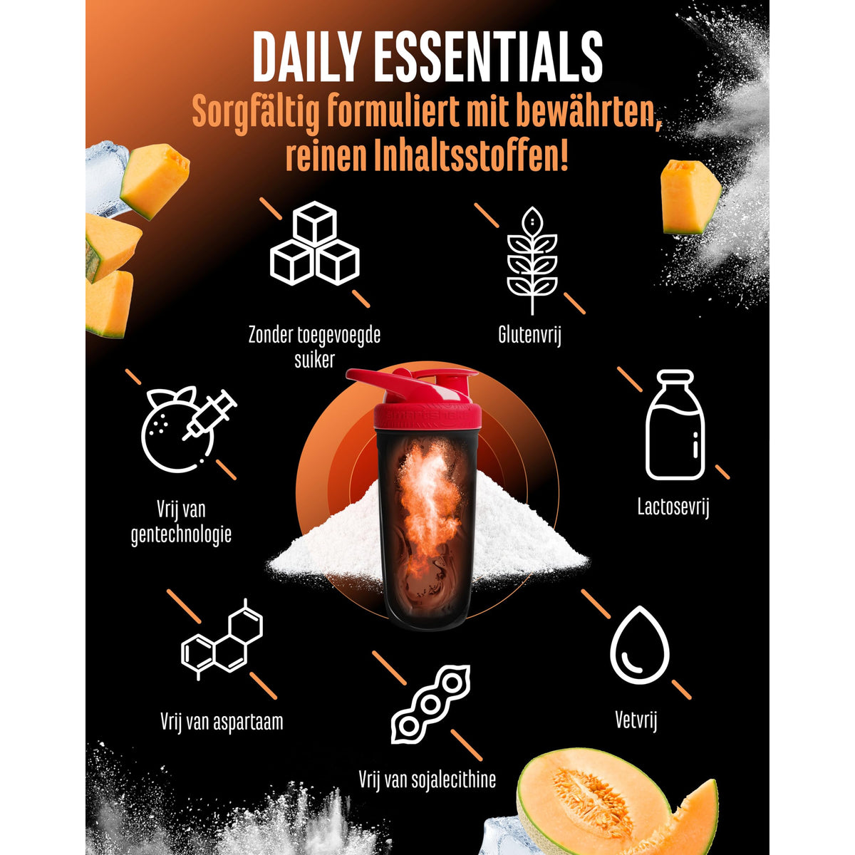 GEN Daily Essentials Creatine + Collageen Honingmeloen 900 gram - productdetail van het etiket
