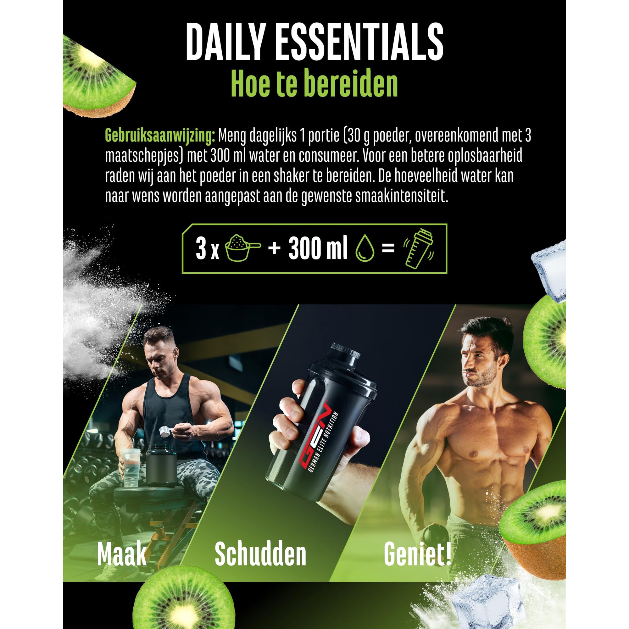 Daily Essentials Creatine + Collageen Kiwi | 900 gram | GEN