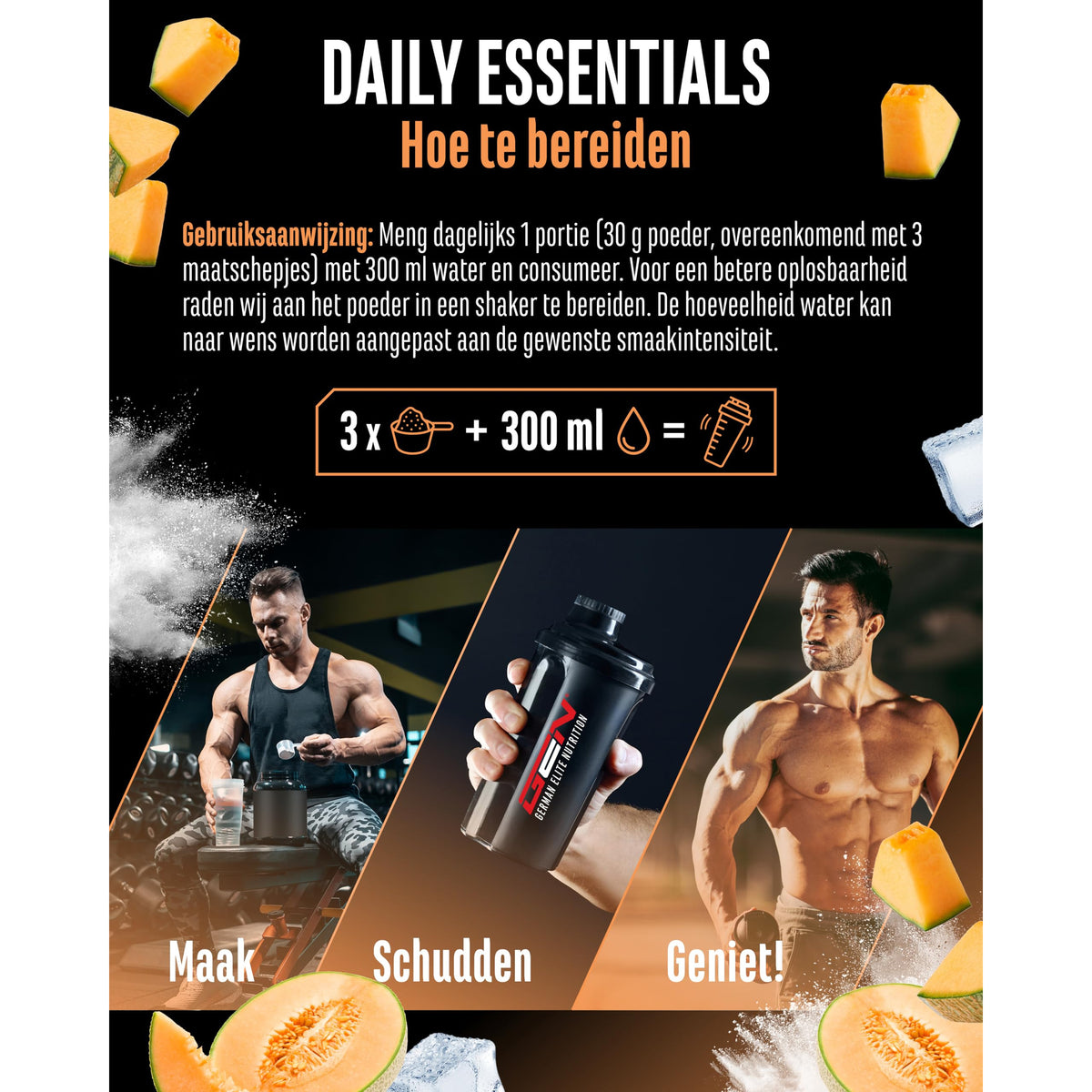GEN Daily Essentials Creatine + Collageen Honingmeloen 900 gram - voordeelverpakking sportvoeding