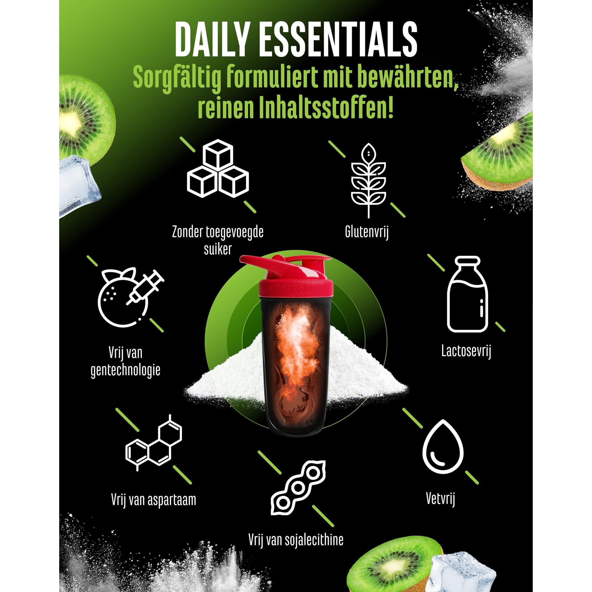 Daily Essentials Creatine + Collageen Kiwi | 900 gram | GEN
