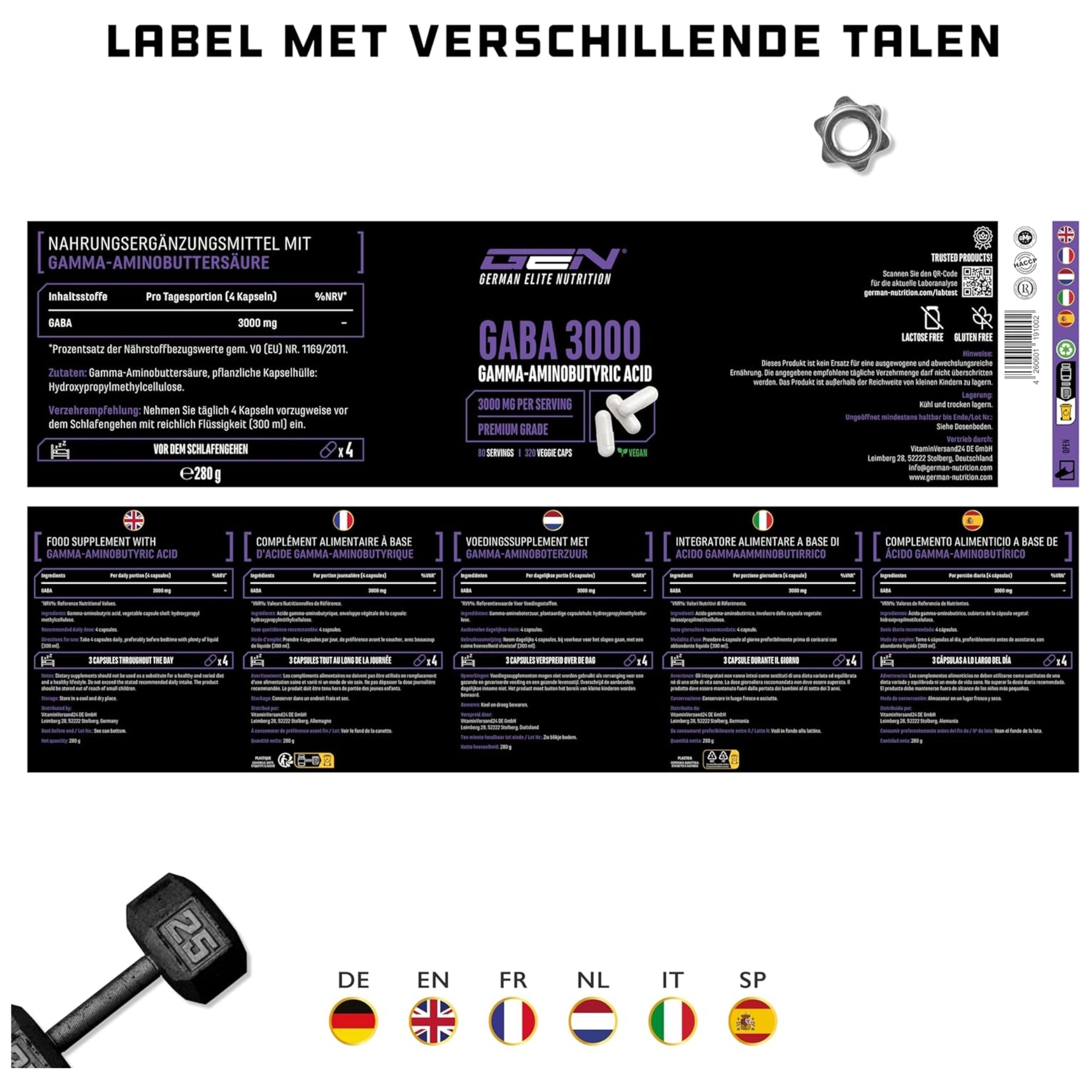 Gaba 3000 aminozuur GEN labels