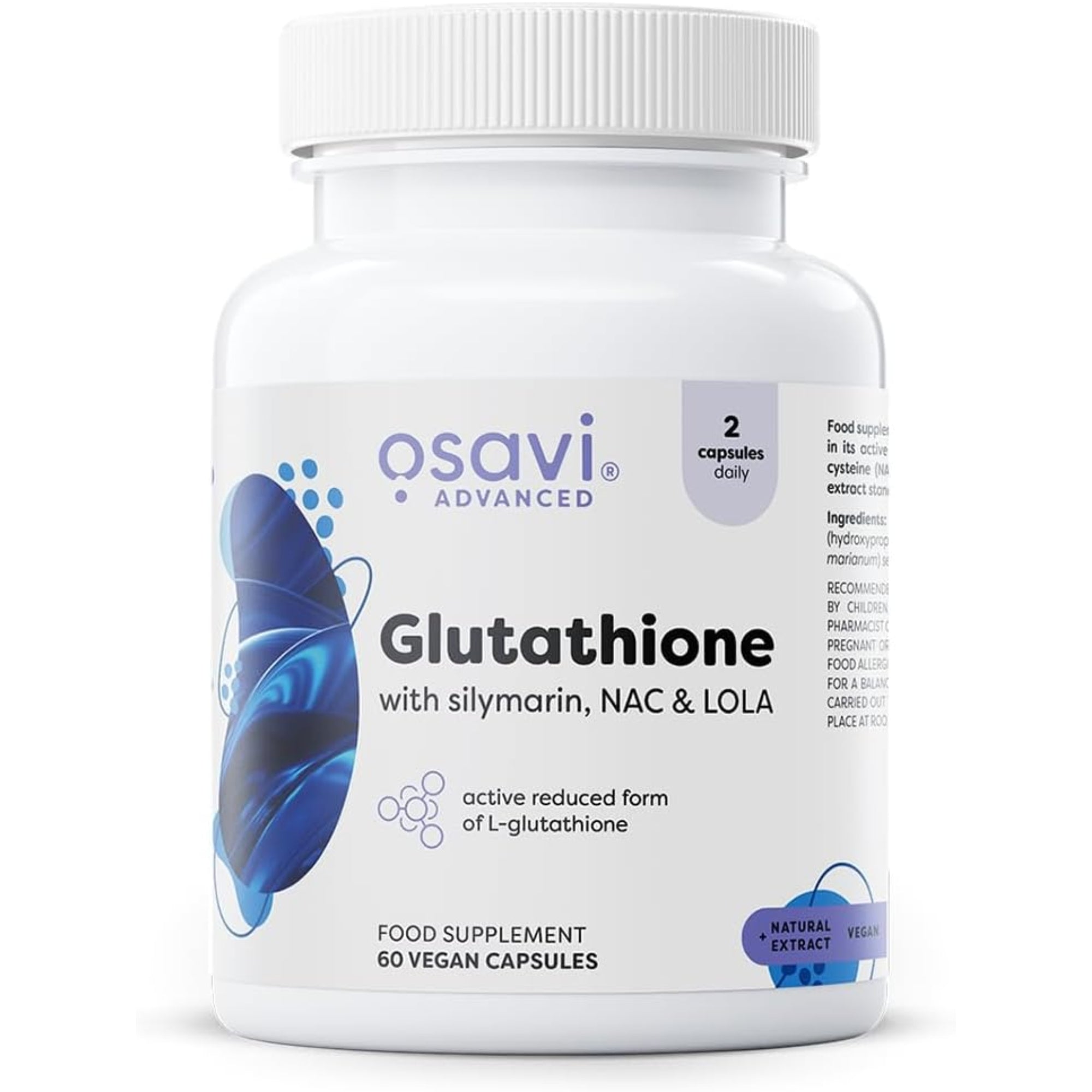 Osavi Glutathion met Silymarine NAC en LOLA 60 capsules - L-glutathion gereduceerd veganistisch supplement | kopen in Nederland en België #Inhoud_60 capsules