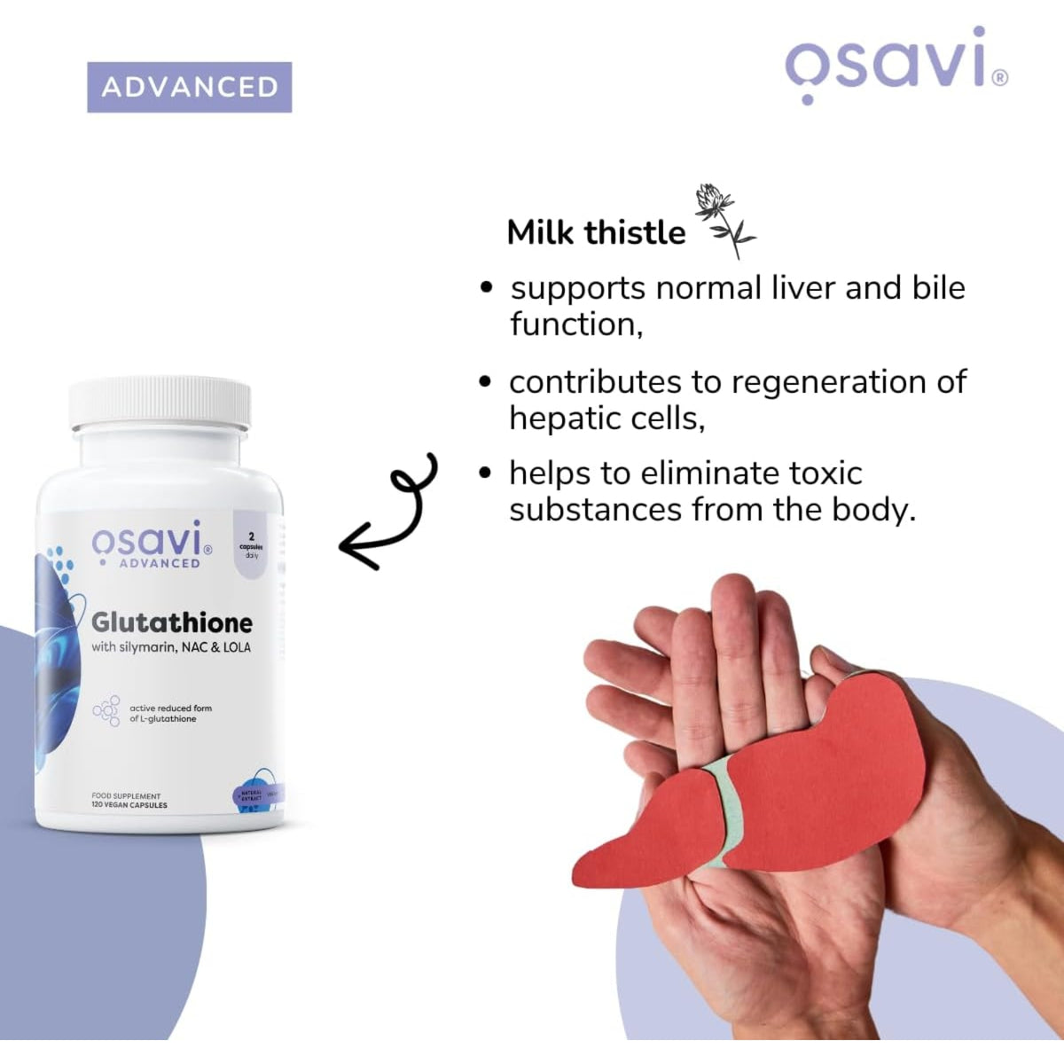 Osavi Glutathion mariadistel silymarine - ondersteunt lever- en galfunctie, 125 mg extract per dagdosering