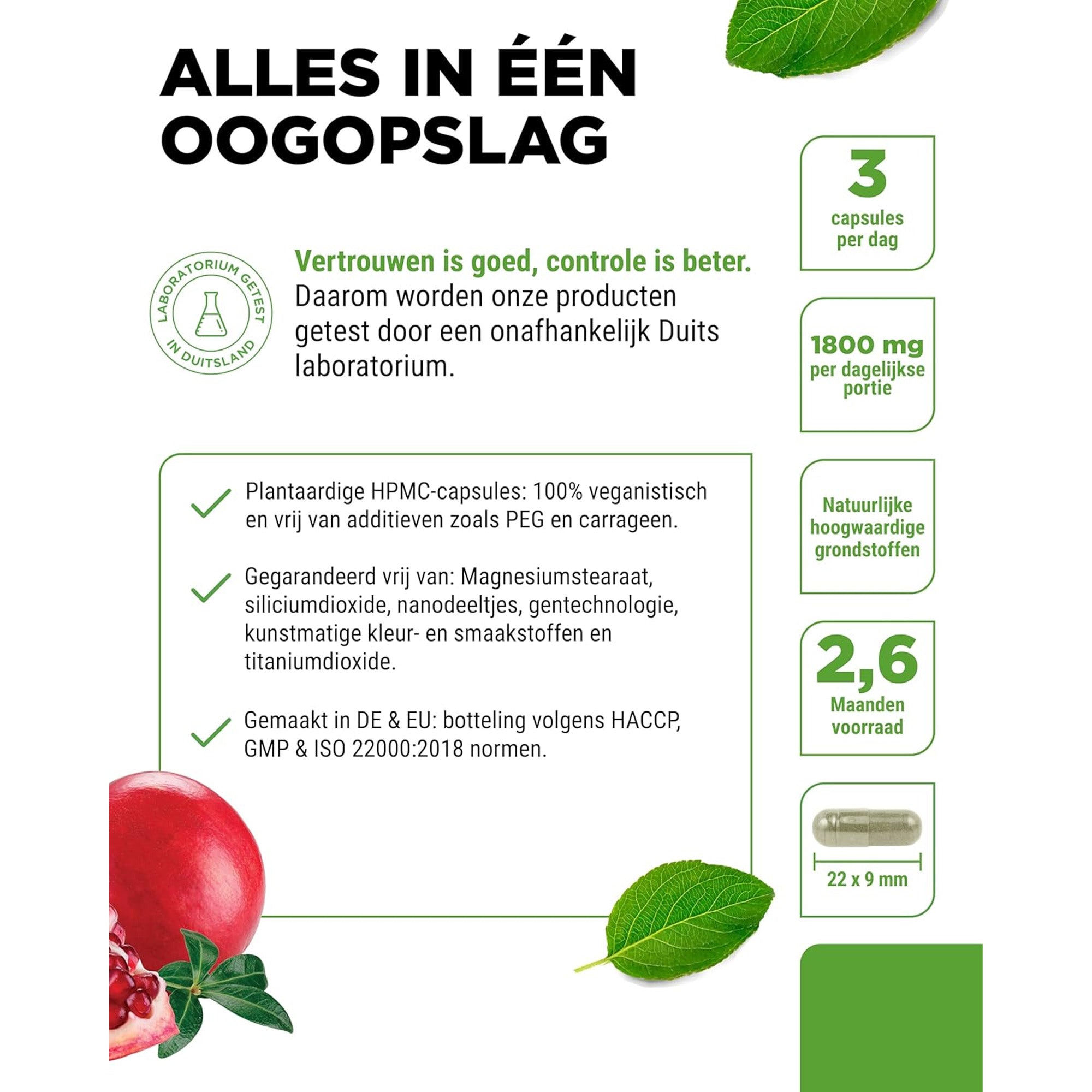 Hoge zuiverheid van granaatappelextract capsules van Vit4ever