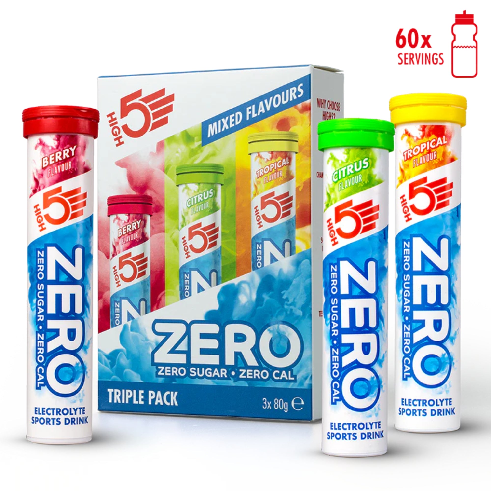 ZERO Elektrolyten bruistabletten Mixed Flavours | 3 x 20 tabletten | HIGH5