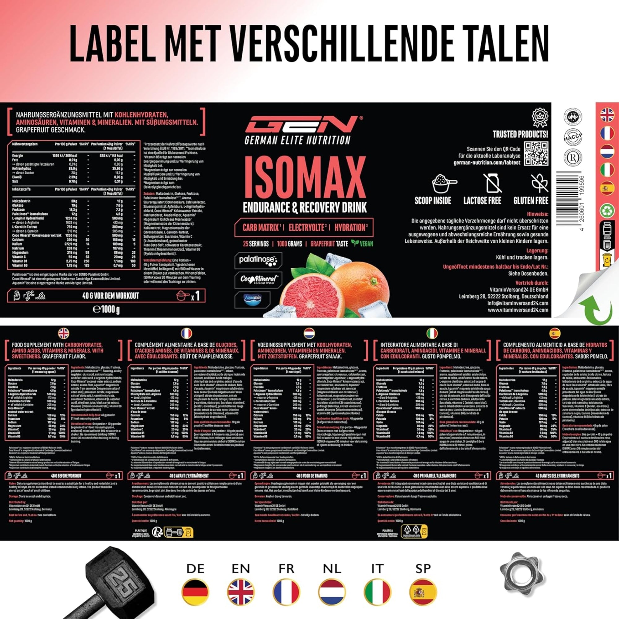 ISOMAX (Endurance & Recovery Drink) | 1000 g | German Elite Nutrition