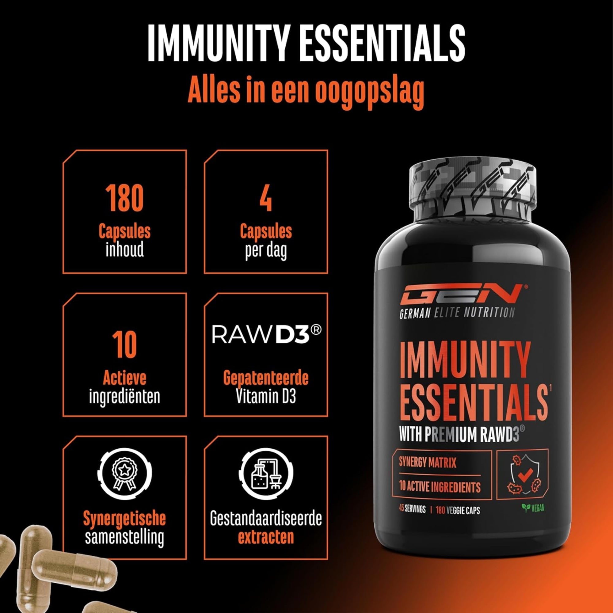 Immunity Essentials (Immuun Ondersteuningsformule) | 180 capsules | German Elite Nutrition